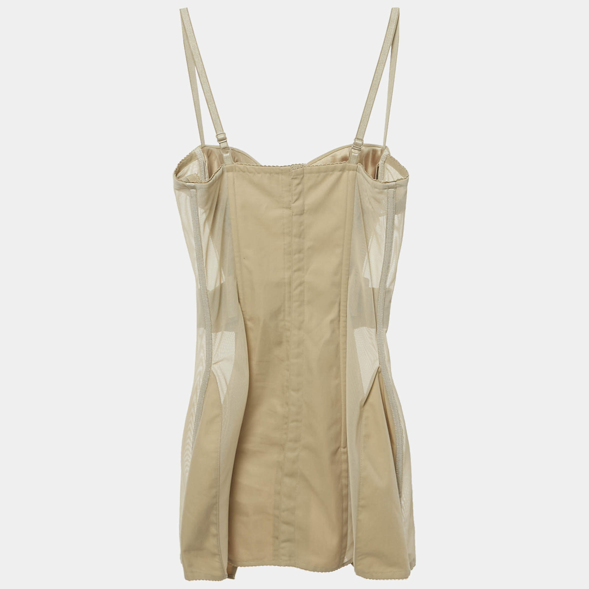 Burberry Beige Cotton and Mesh Panaled Top S Burberry TLC US