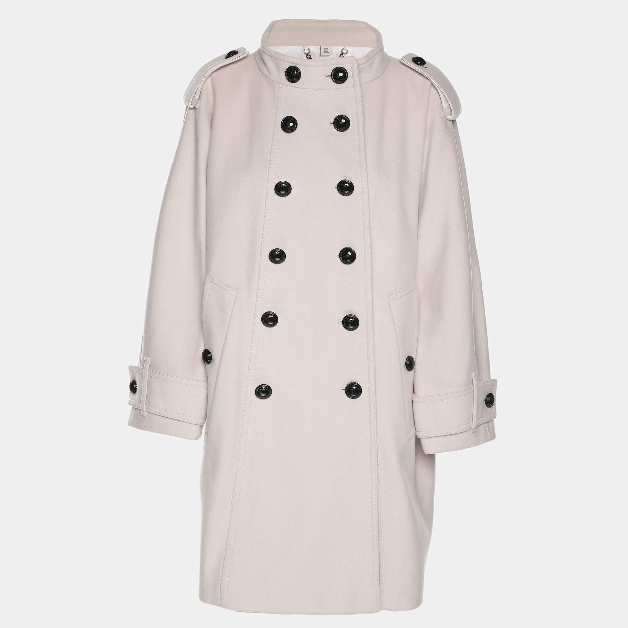 Pre Owned Burberry Grey Wool Blend Short Trench Coat M