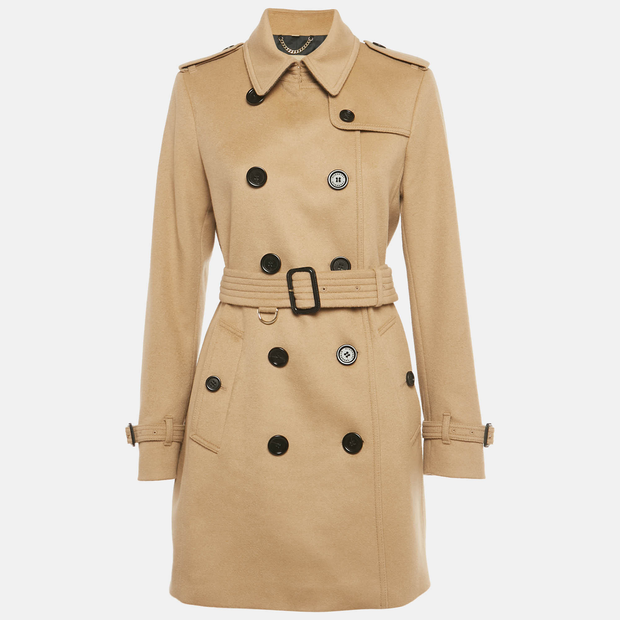 Pre Owned Burberry Beige Wool Blend Trench Coat M