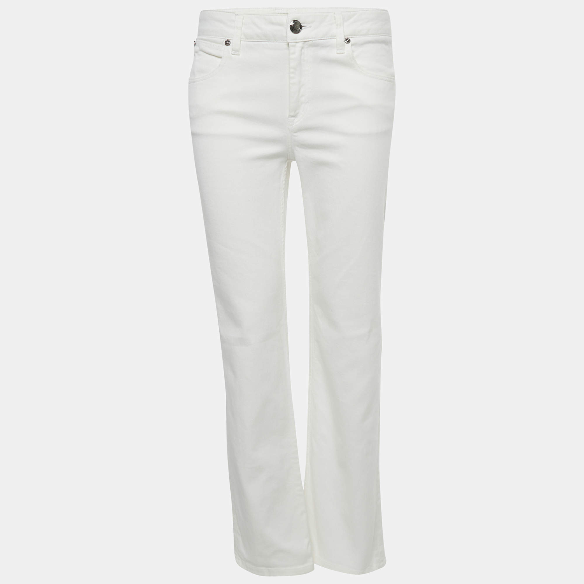Pre Owned Burberry White Denim Flare Leg Jeans M/Waist 29"