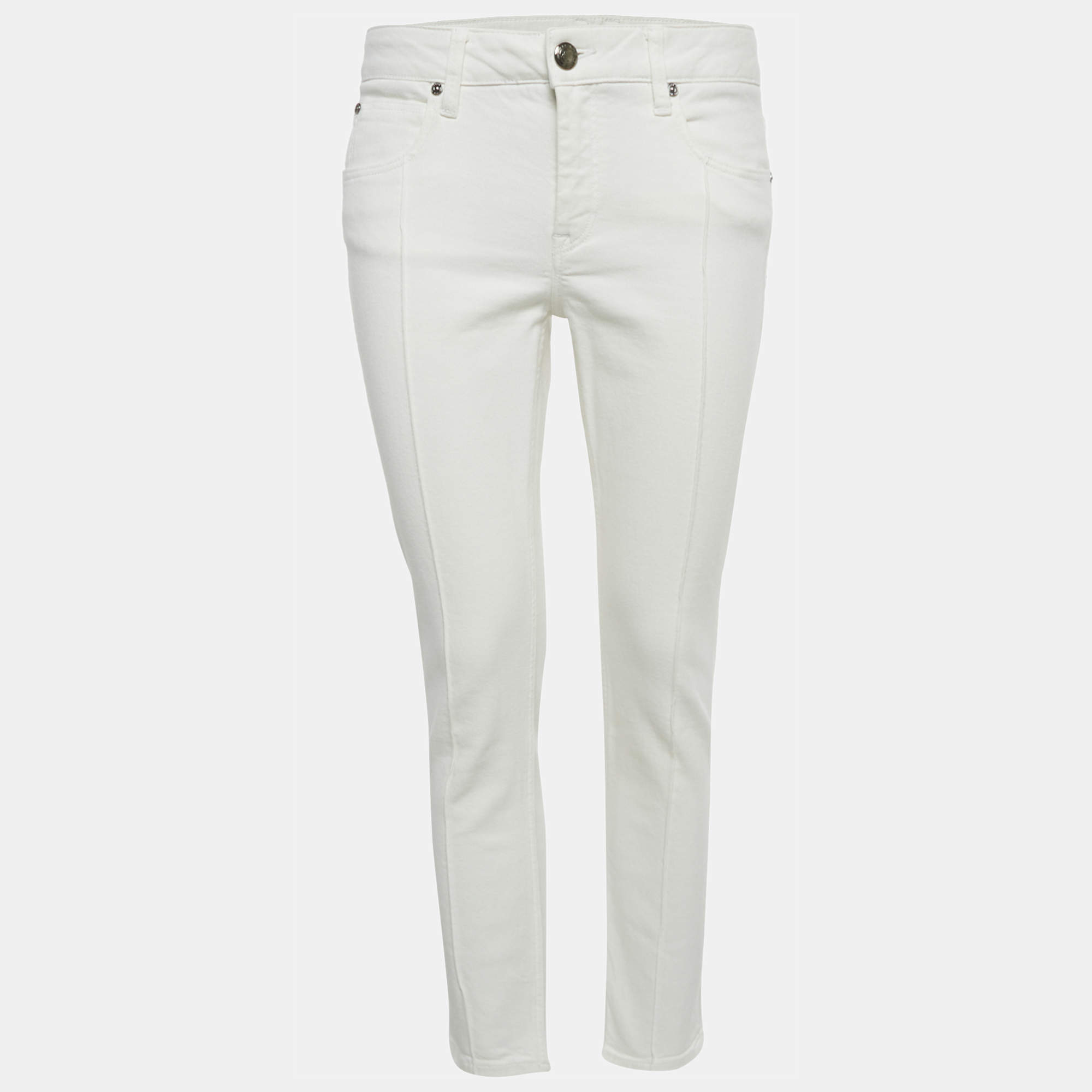 مملوكة مسبقًا Burberry White Denim Micklesfield Skinny Leg Jeans M/Waist 29"