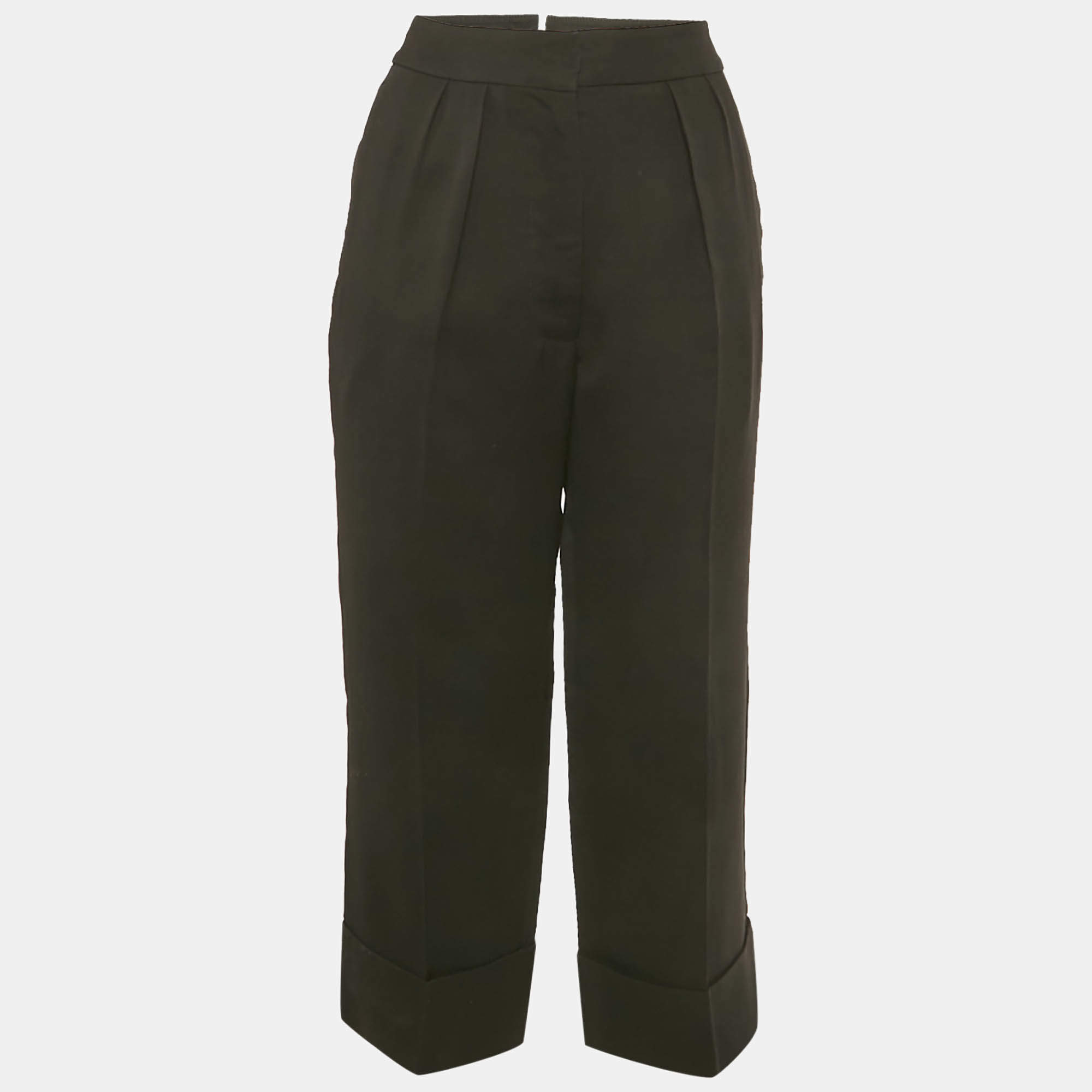 Pre Owned Burberry Black Wool Pleated Trousers S