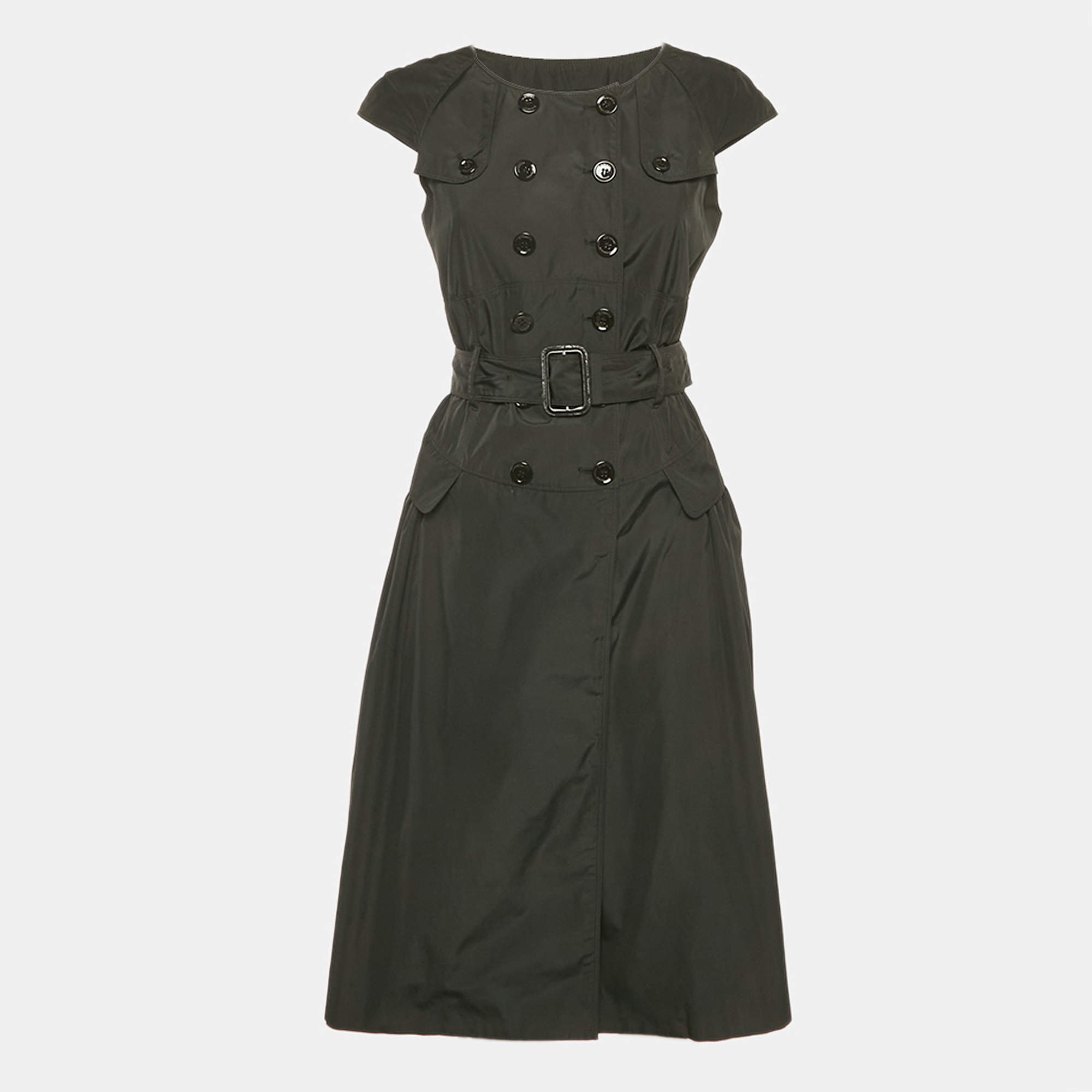 مملوكة مسبقًا Burberry London Black Crepe Double Breasted Short Dress S 