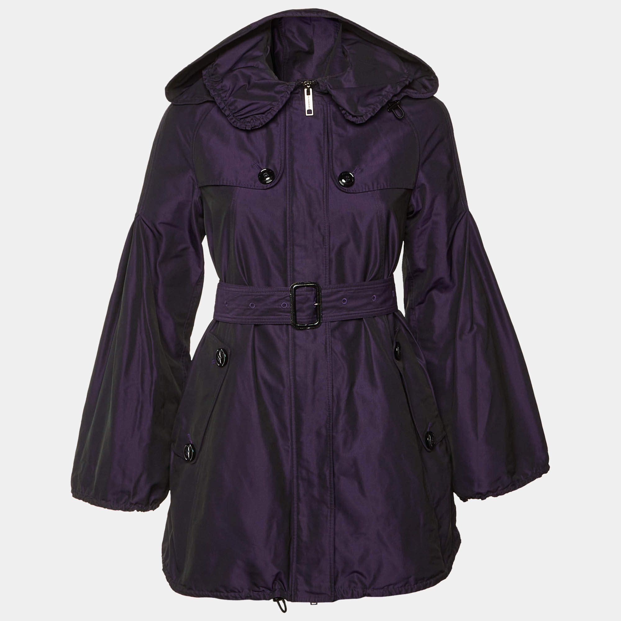 مملوكة مسبقًا Burberry Purple Zip Up Belted Jacket S