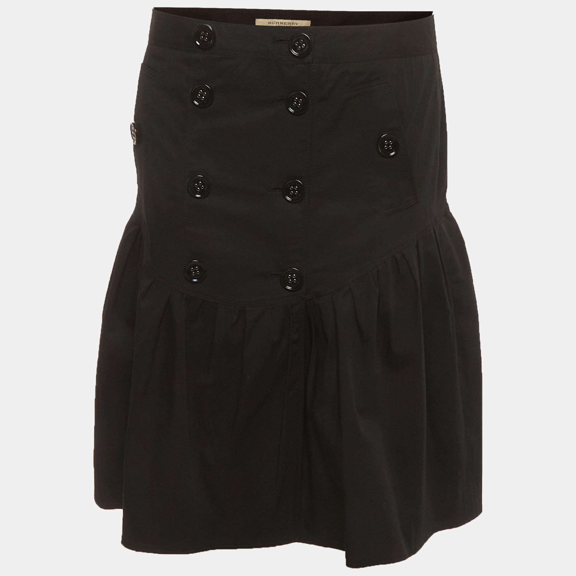 Pre Owned Burberry Black Cotton Pleated Short Skirt M