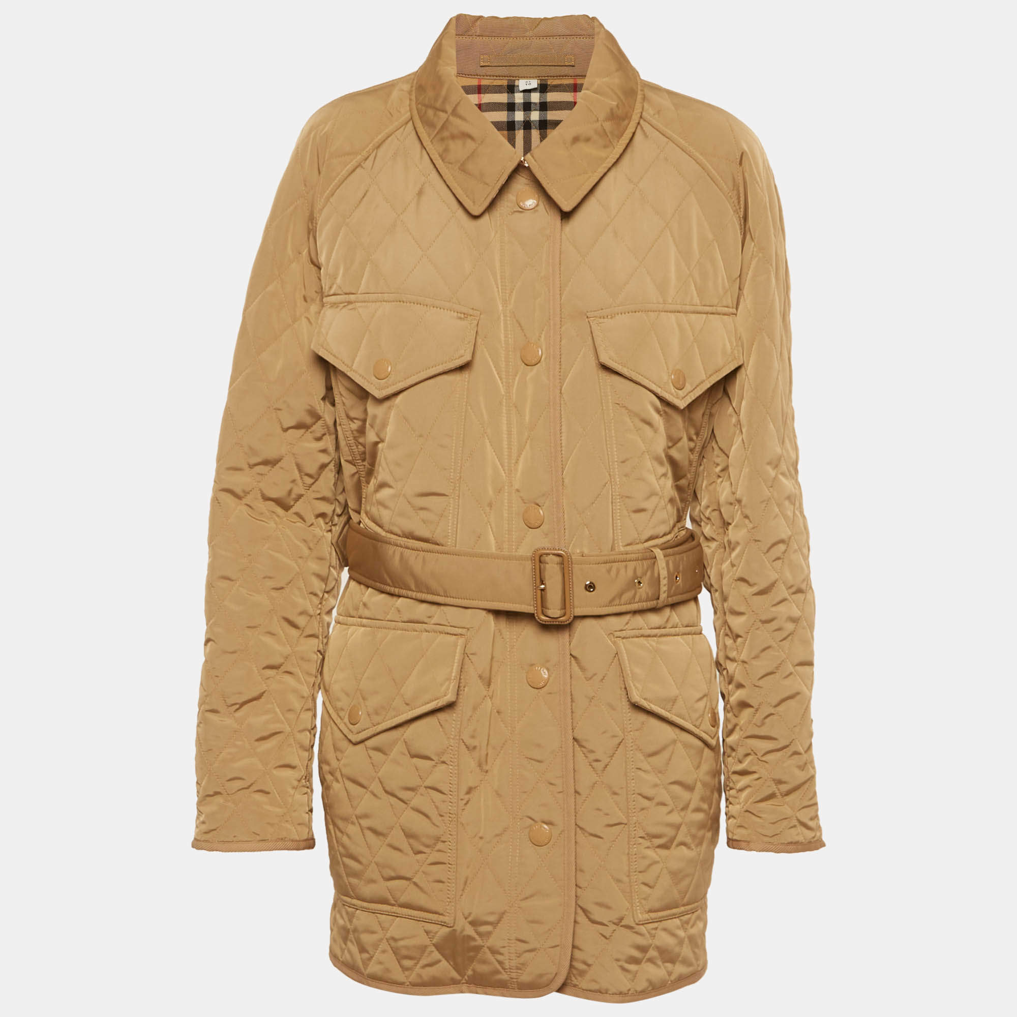 Pre Owned Burberry Beige Nylon Belted Campbell Jacket XL