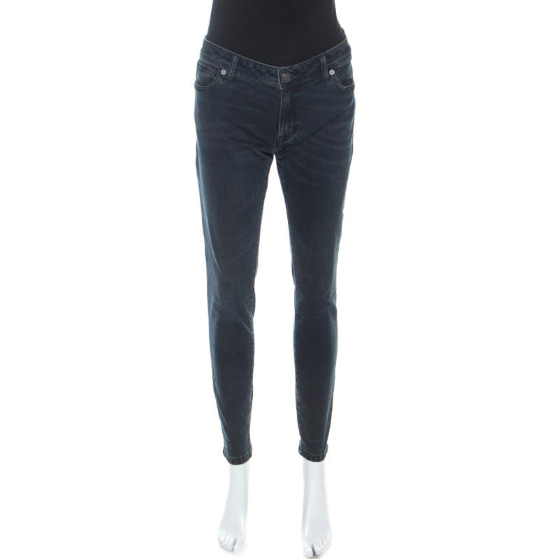 Pre Owned Burberry Indigo Blue Denim Low Rise Slim Fit Jeans M