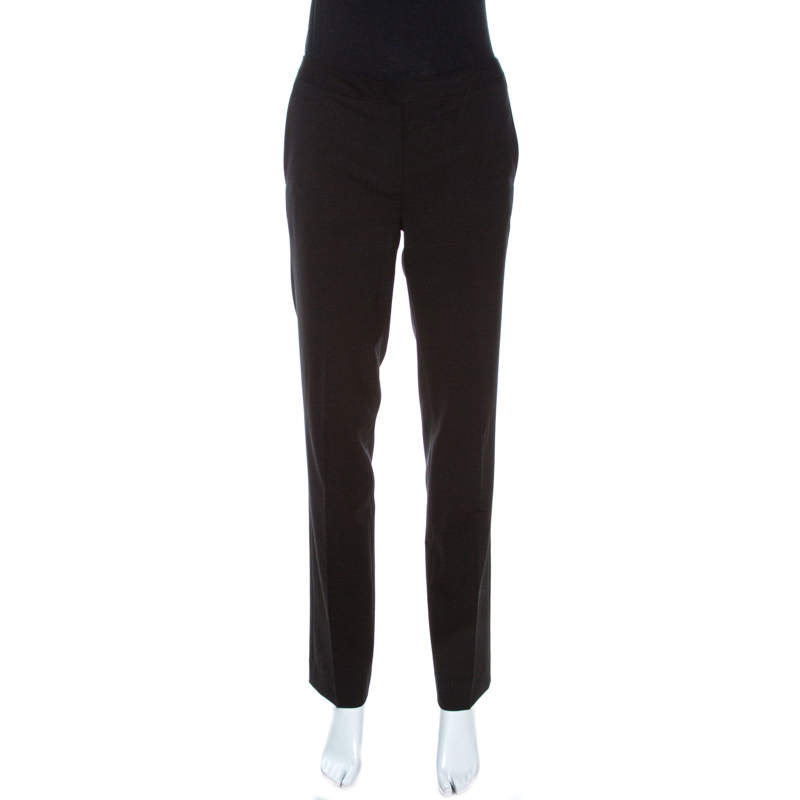 Pre Owned Burberry Black Stretch Wool Blend Tailored Trousers S