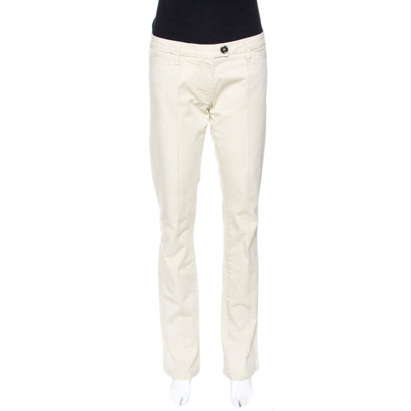 Pre Owned Burberry Beige Cotton Regular Fit Trousers M 