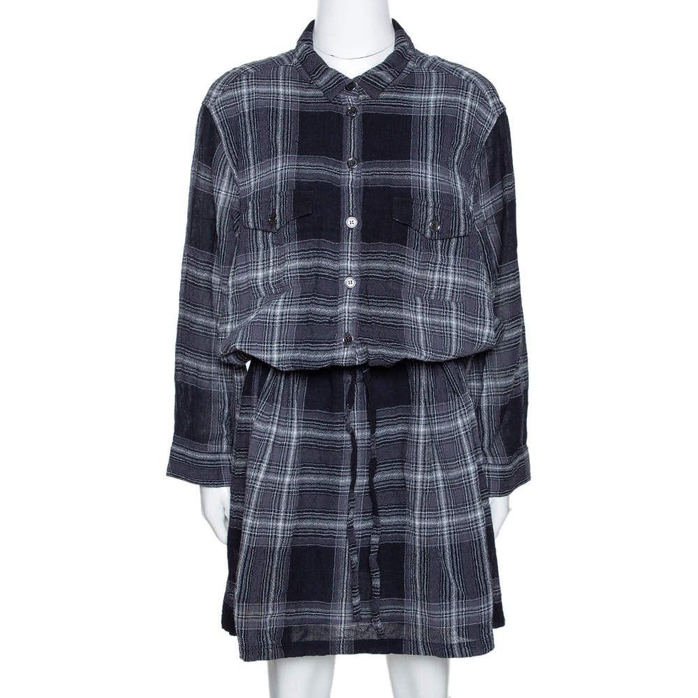 Pre Owned فستان بربري بريت ميدي تفاصيل أربطة صوف بليد رمادي L