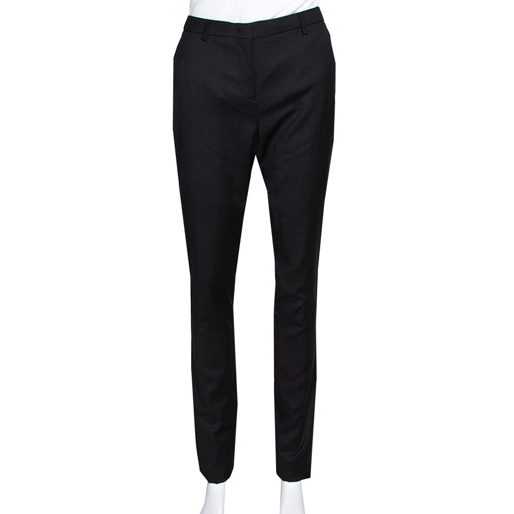 Pre Owned Burberry Black Wool Tailored Trousers S
