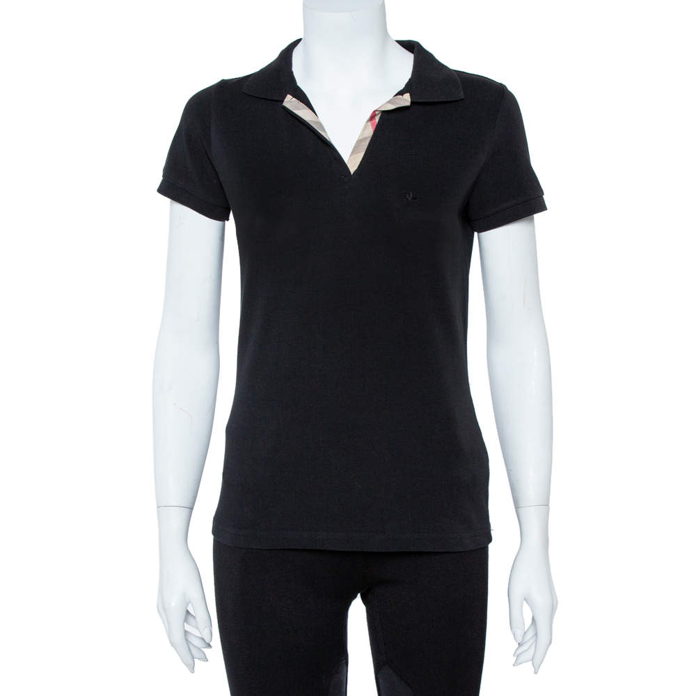 Pre Owned Burberry Brit Black Cotton Stretch Pique Polo T-Shirt M