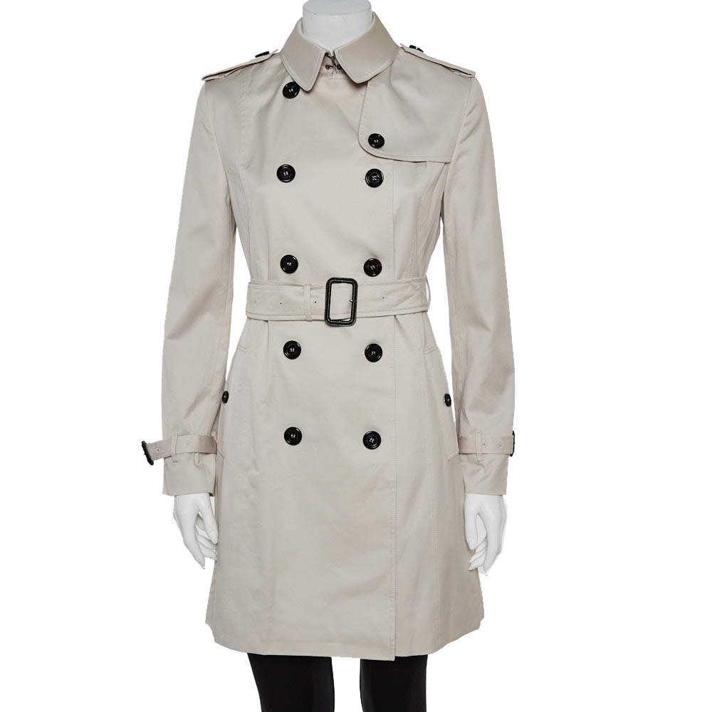 Burberry Stone Cotton Belted Trench Coat S