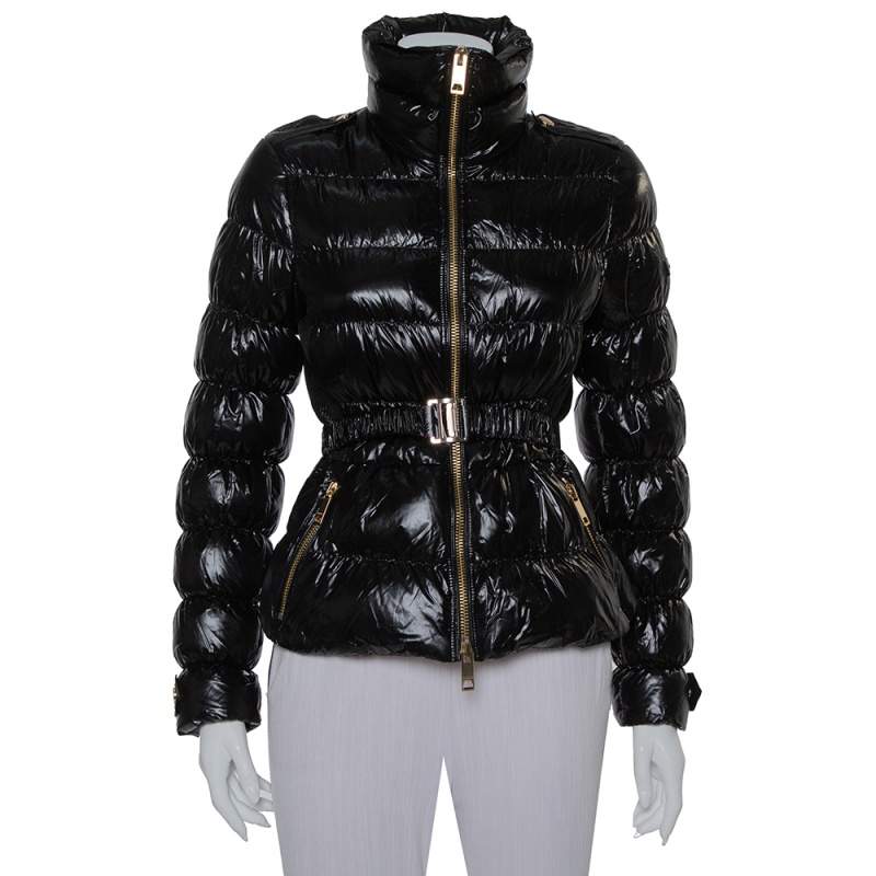 مملوكة مسبقًا Burberry Black Synthetic Down Puffer Jacket S