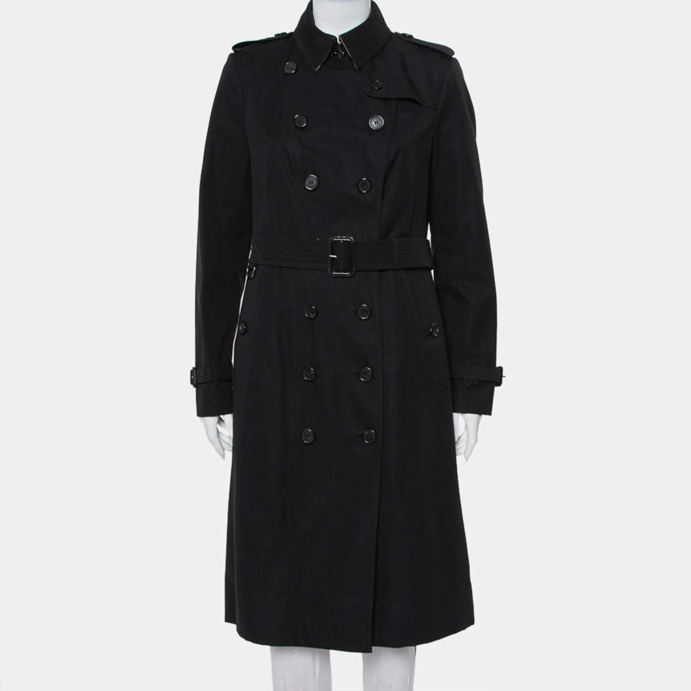 Pre Owned Burberry Black Cotton Double Breasted Belted The Sandringham Extra Long Trench Coat M