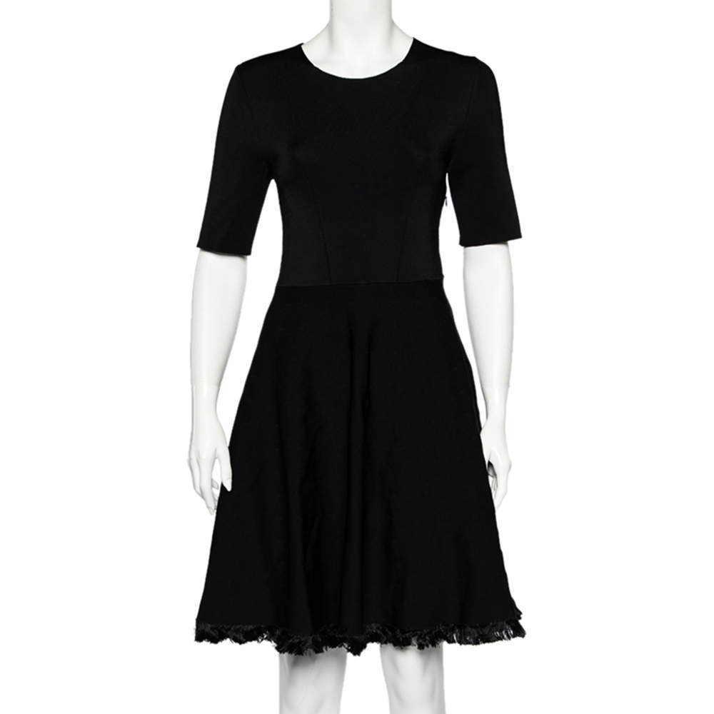 Burberry Black Knit Fringed A-Line Dress M Burberry | TLC