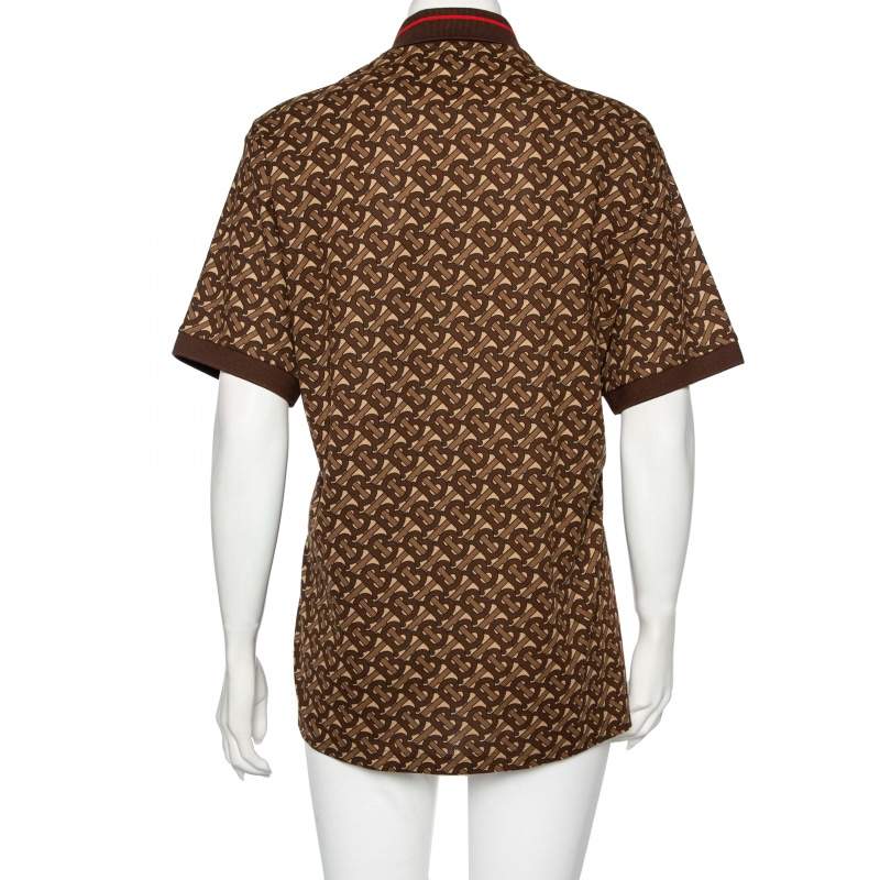 Burberry Brown Monogram Cotton Pique Copland Oversized Polo T