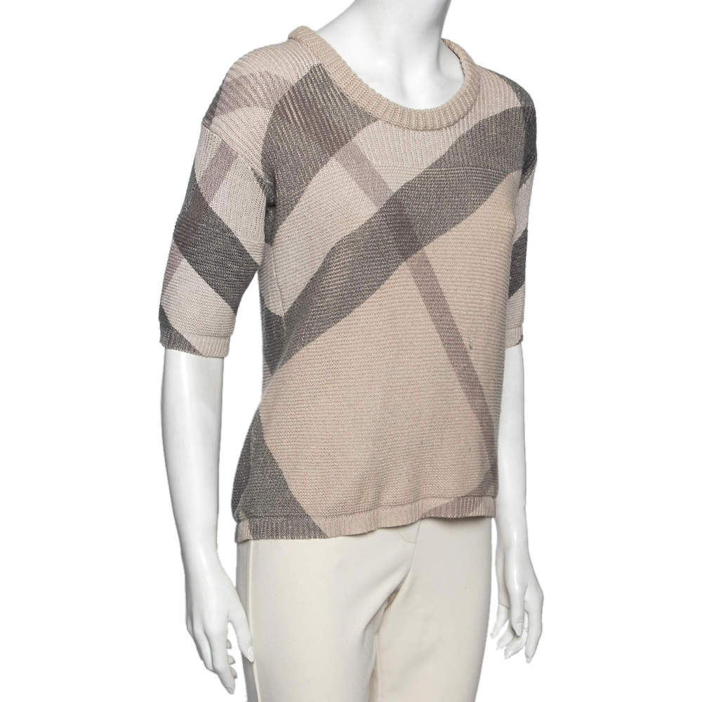 Burberry Brit Womens Merino deals Wool Cashmere Check Sweater Neutrals XS Needs TLC