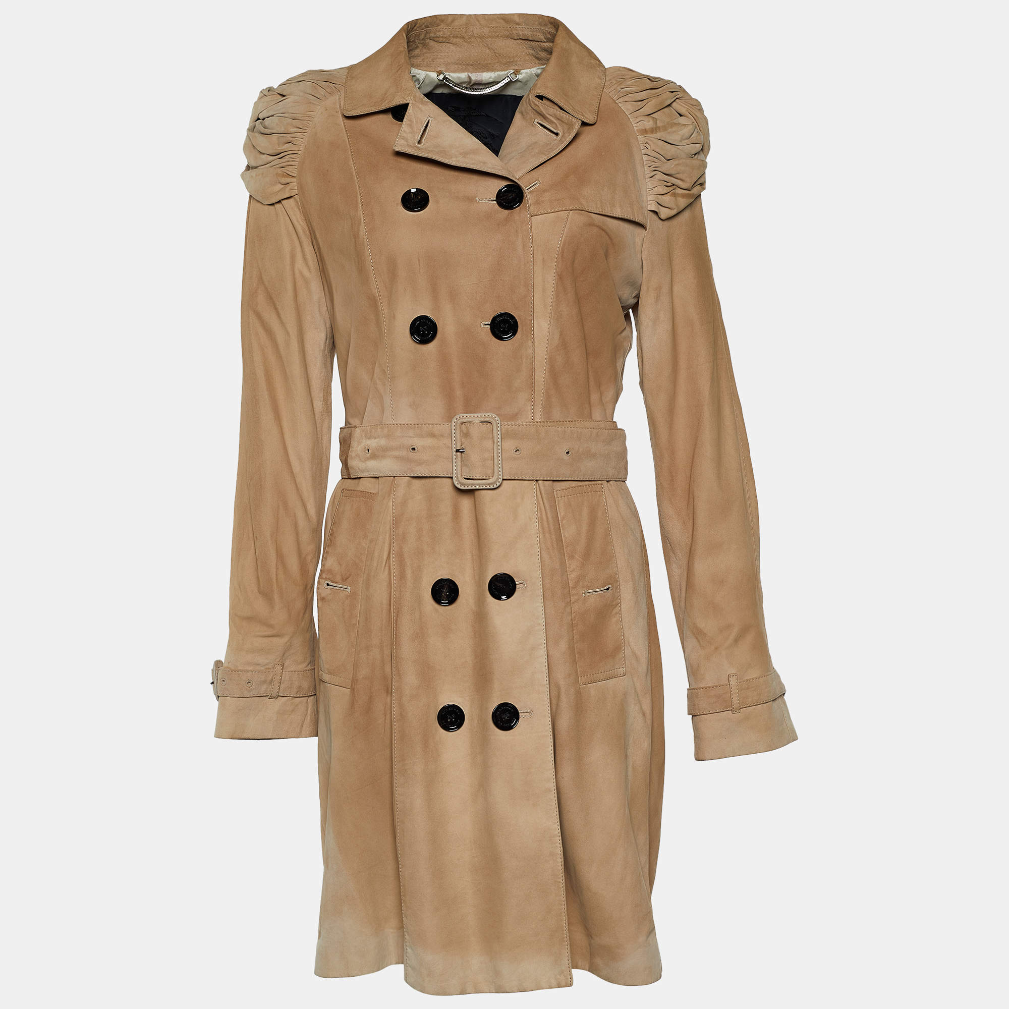 Pre Owned Burberry Prorsum Beige Suede Trench Coat M