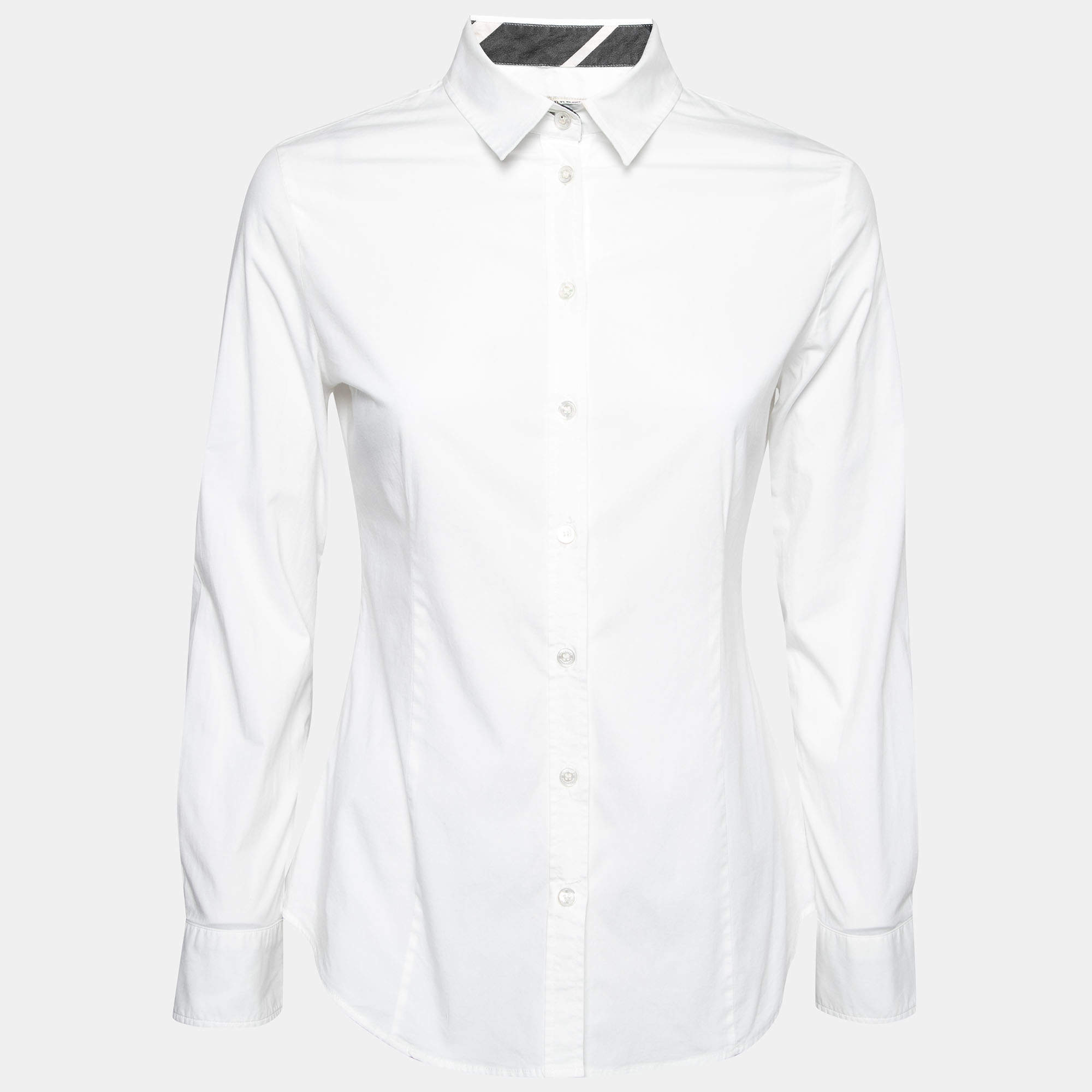 Pre Owned Burberry White Cotton Button Front Shirt S