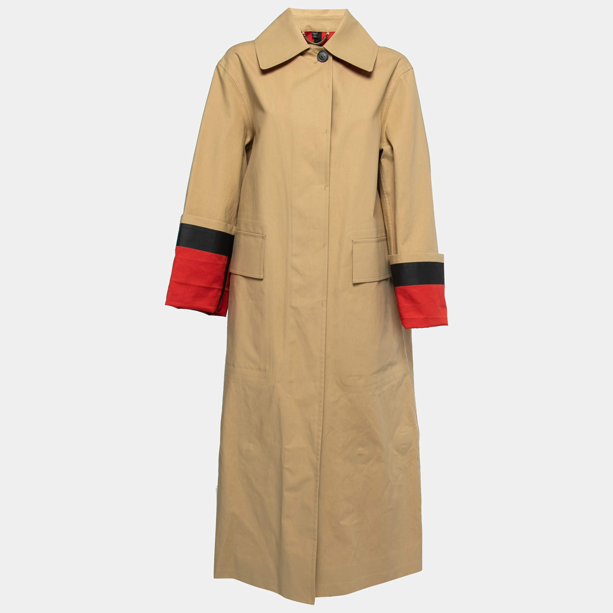 Pre Owned Burberry London Beige Cotton Button Front Oversized Trench Coat S