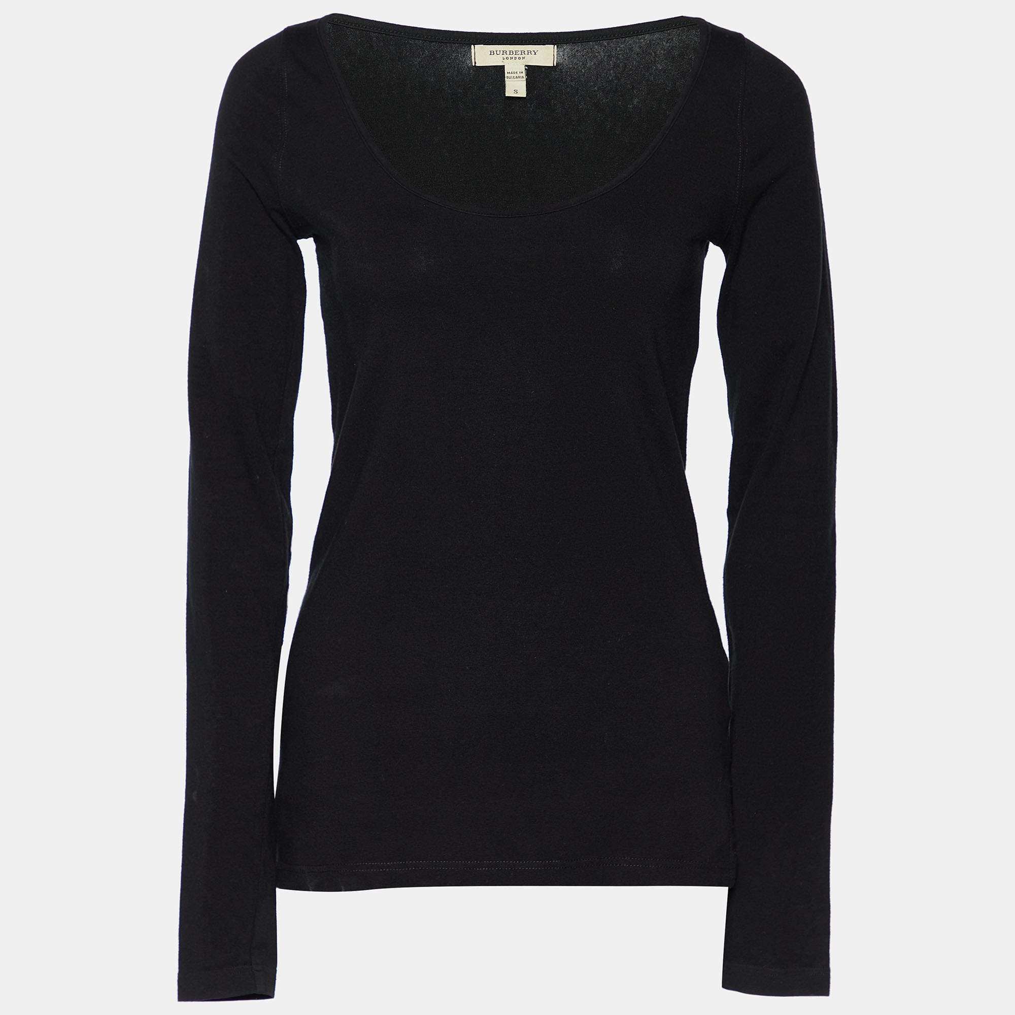 Burberry Black Cotton Contrast Elbow Detail Long Sleeve T-Shirt S