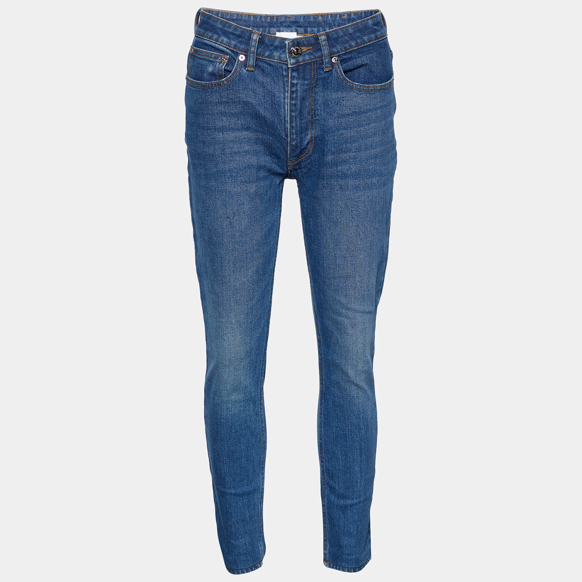 Pre Owned Burberry Navy Blue Denim Skinny Jeans S Waist 28"