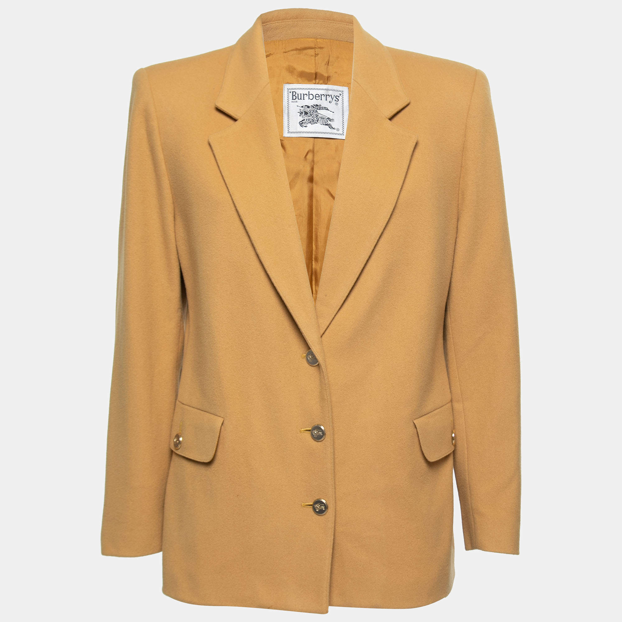 Pre Owned Burberry Vintage Beige Wool & Cashmere Single-Breasted Blazer M