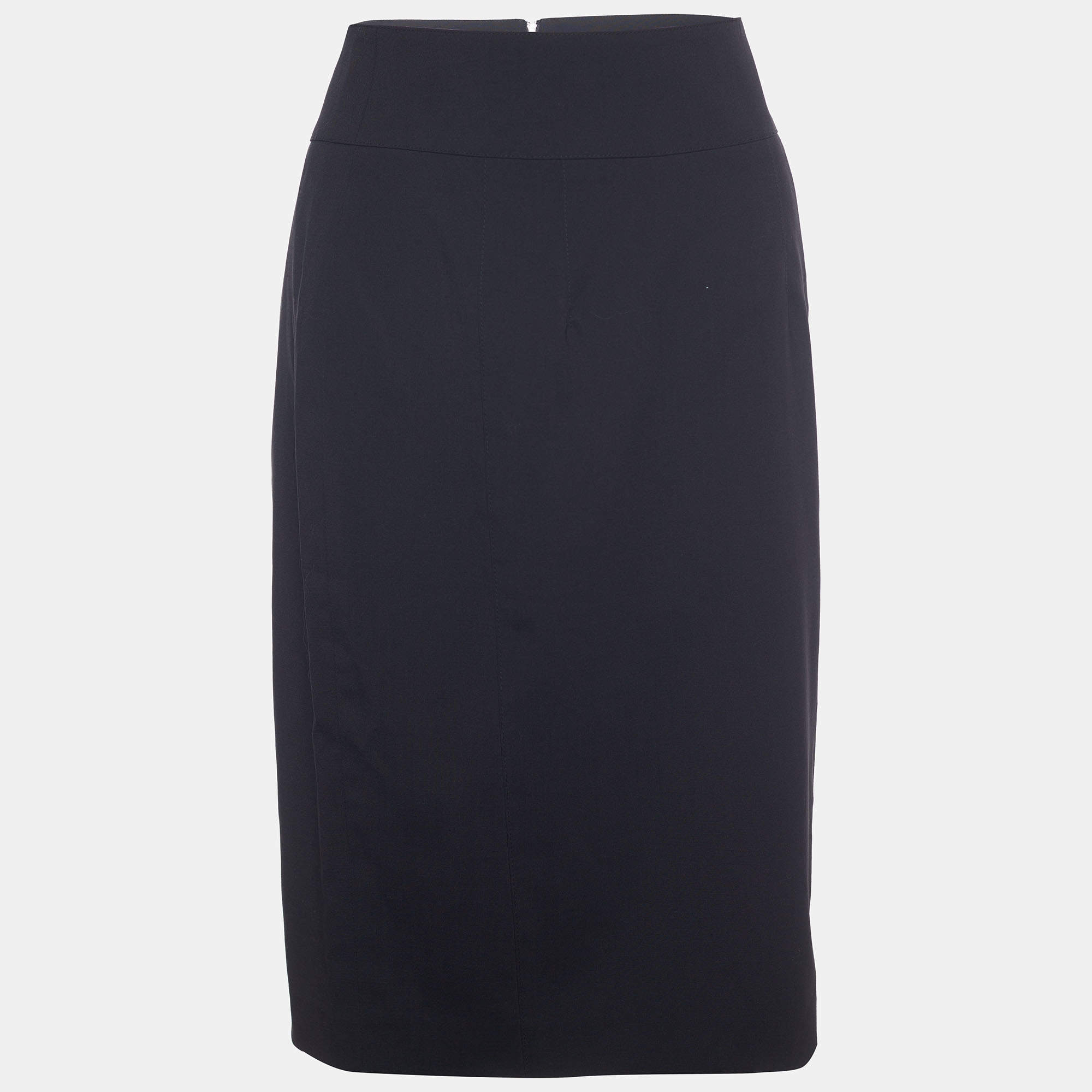 Pre Owned Burberry Black Wool Pencil Skirt S