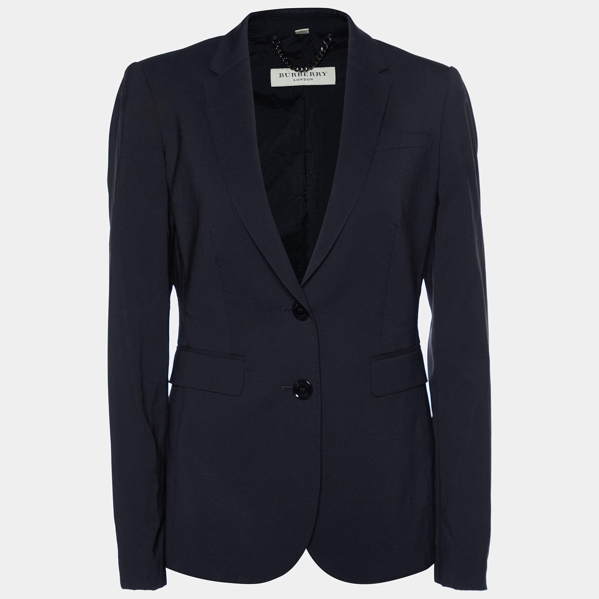 Burberry Black Wool Button Front Blazer S