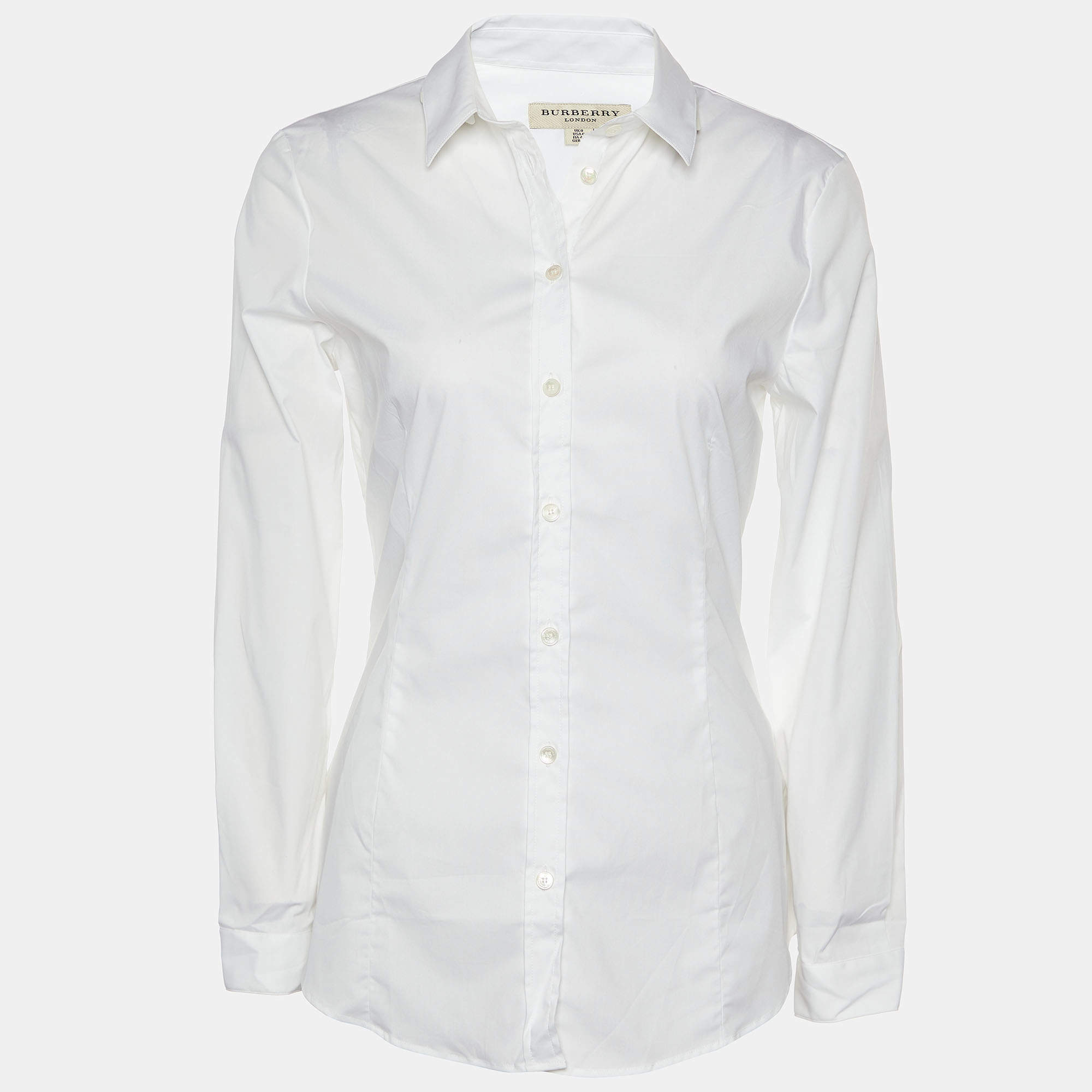 Burberry White Cotton Fitted Shirt S Burberry | TLC