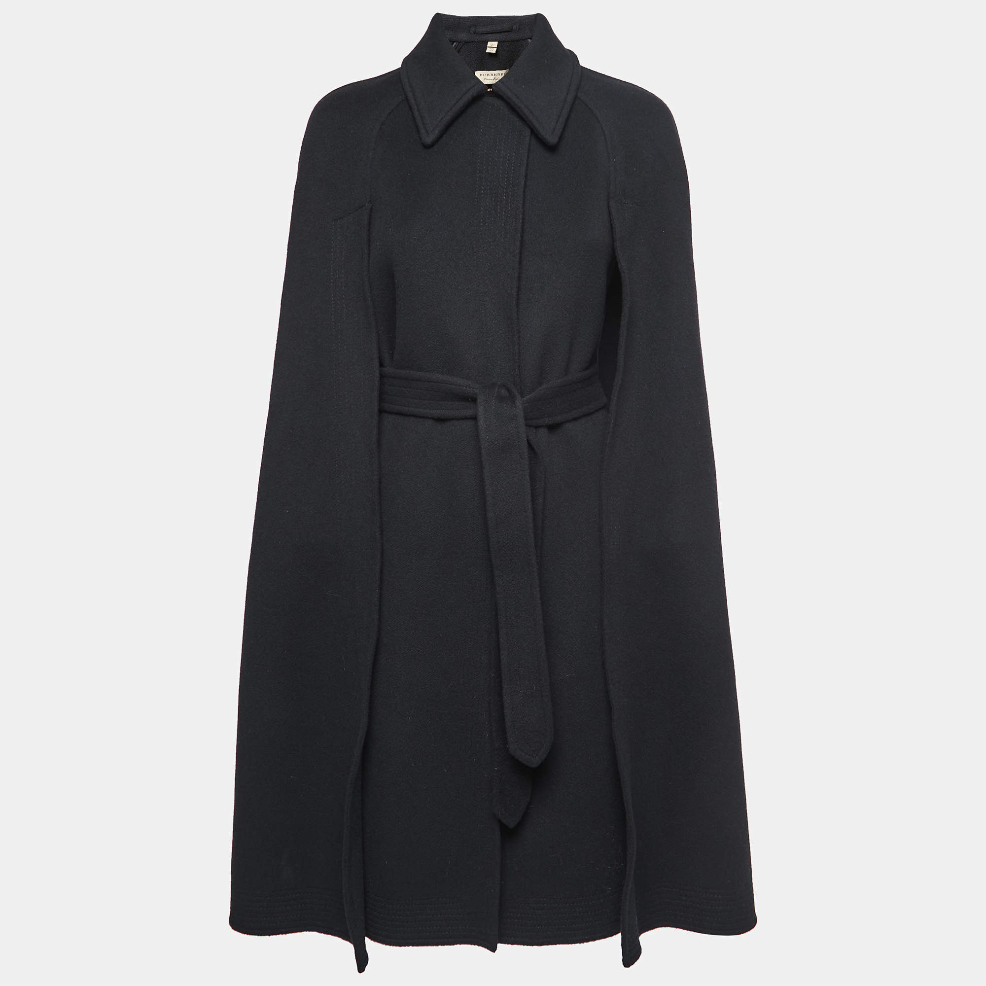 Pre Owned Burberry Black Cashmere Cape Coat XS