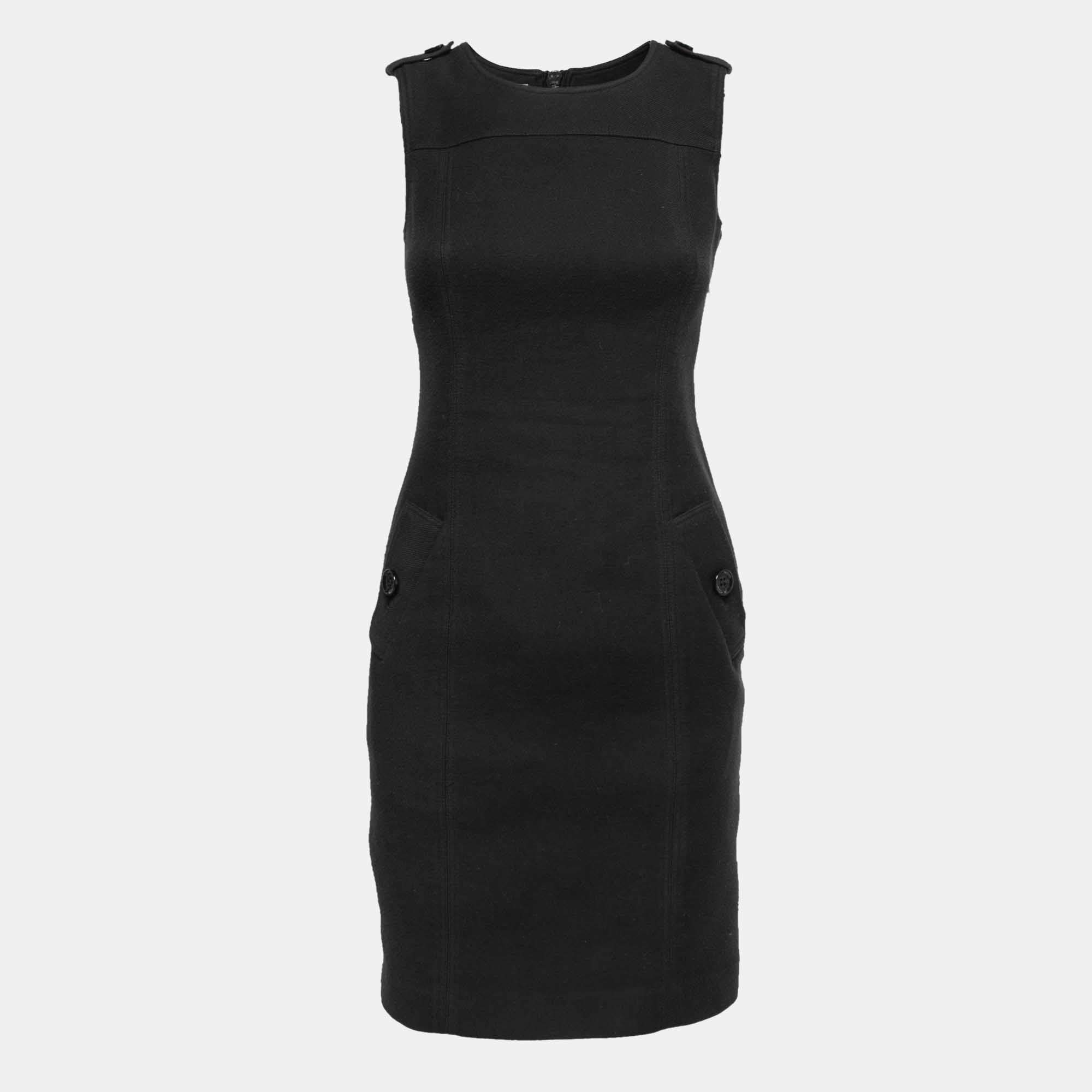 Burberry Black Twill Sleeveless Midi Dress XS Burberry | The Luxury Closet