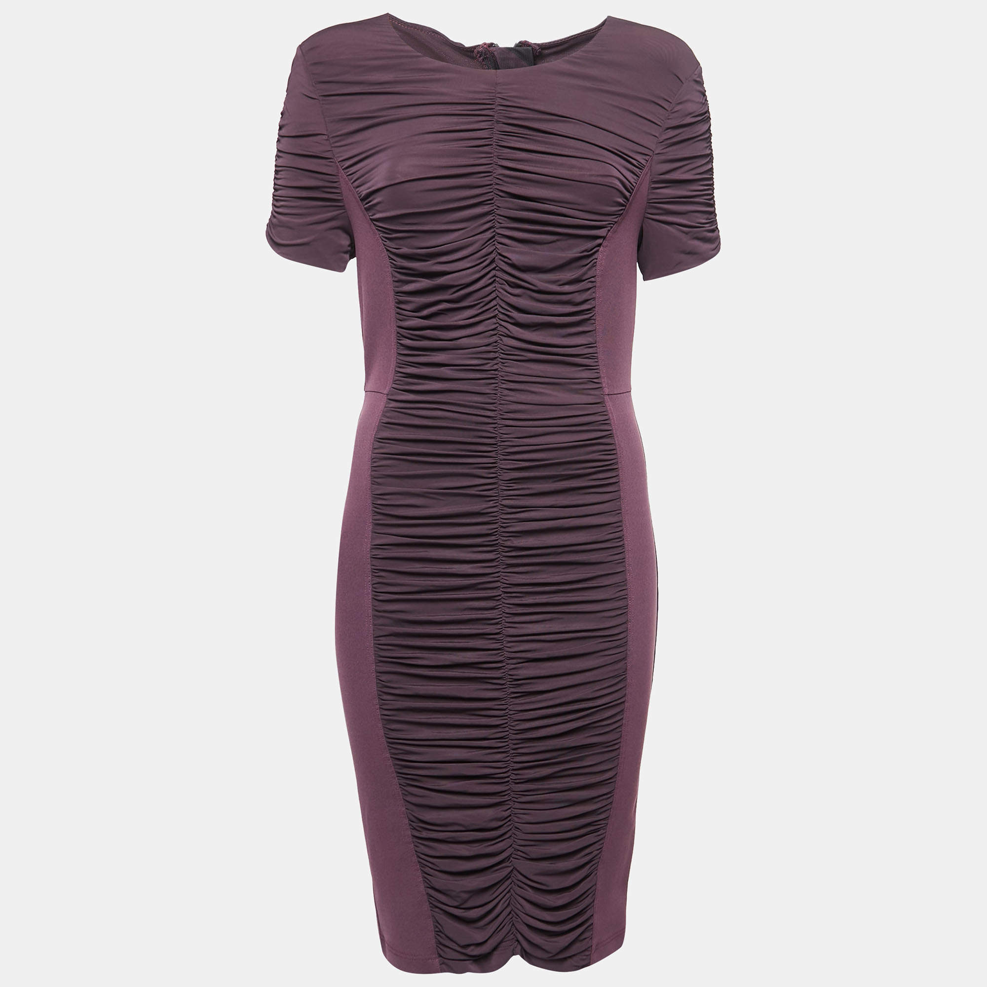 Burberry Purple Jersey Ruched Bodycon Dress S Burberry | TLC