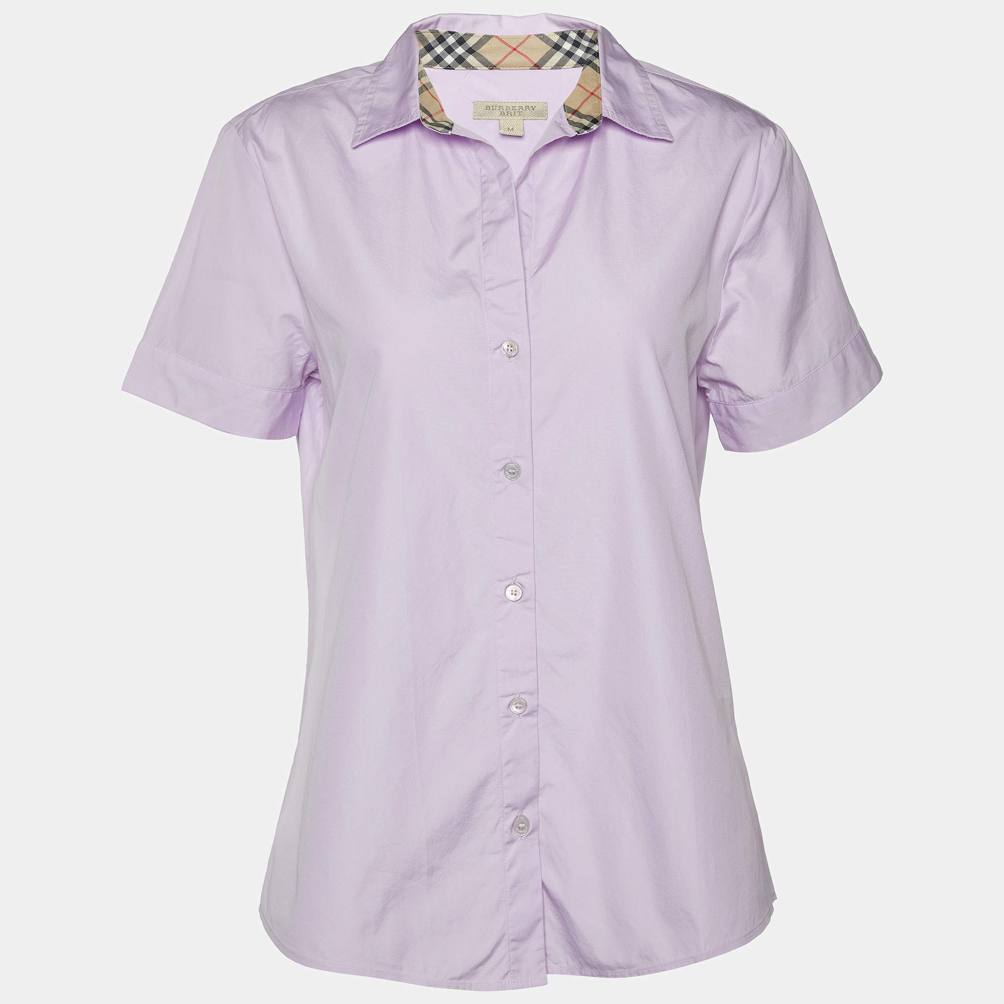 Pre Owned Burberry Brit Light Pink Cotton Button Front Shirt M