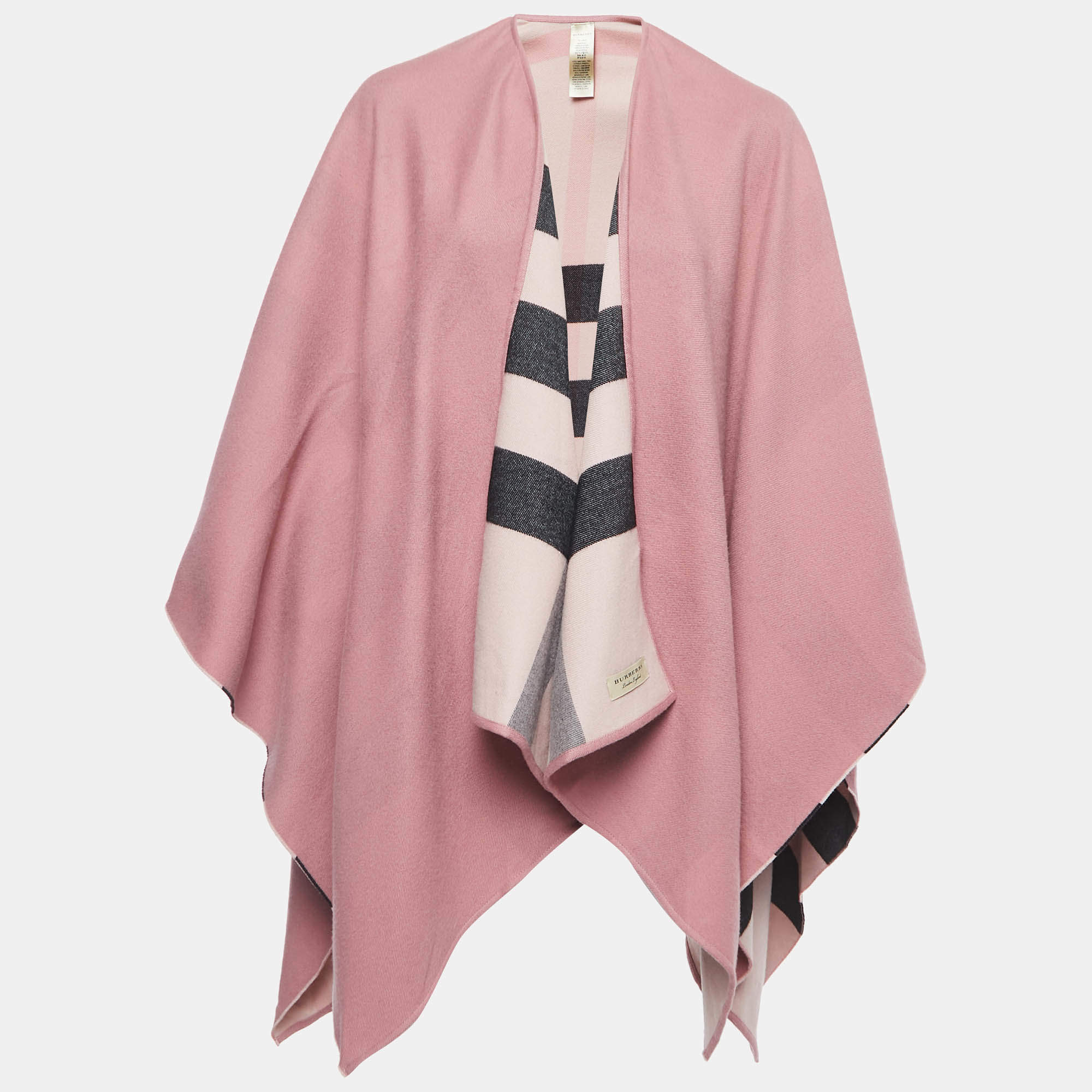 Burberry Pink Wool Poncho One Size