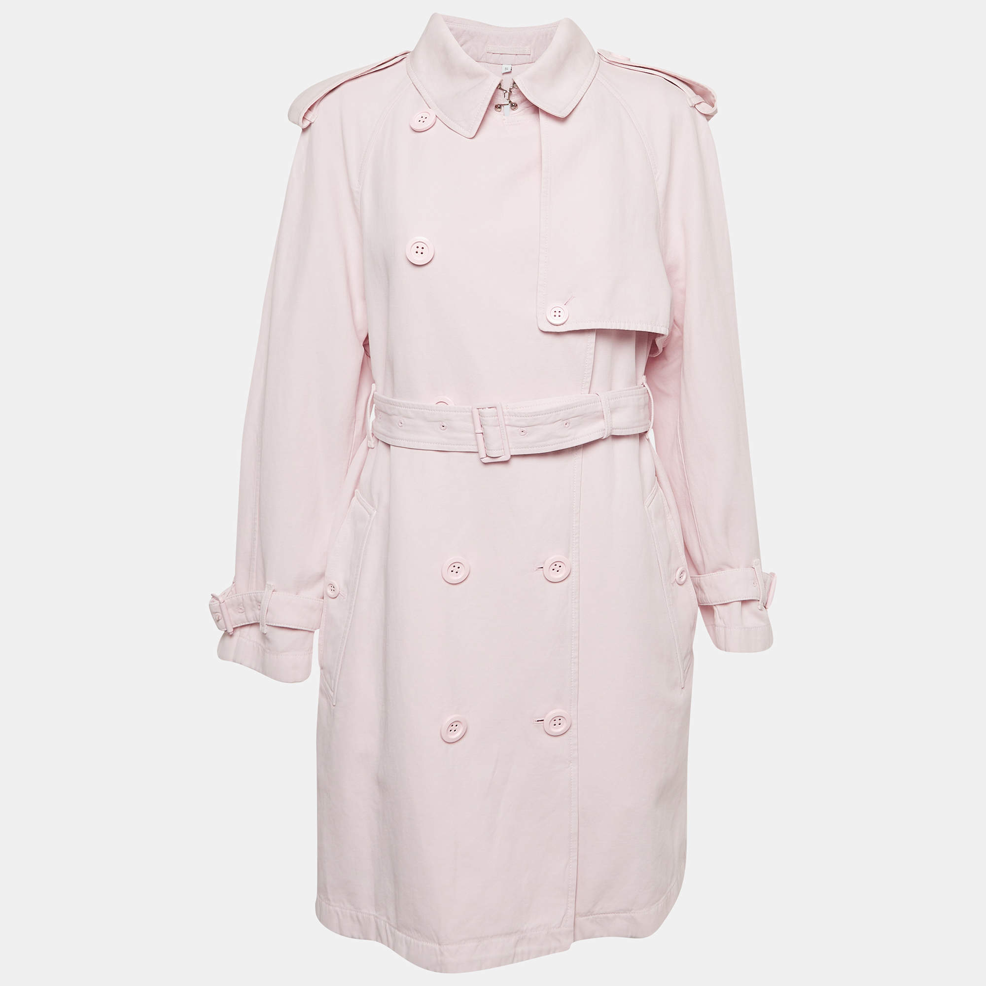 Pre Owned Burberry Pink Belted Trench Coat M