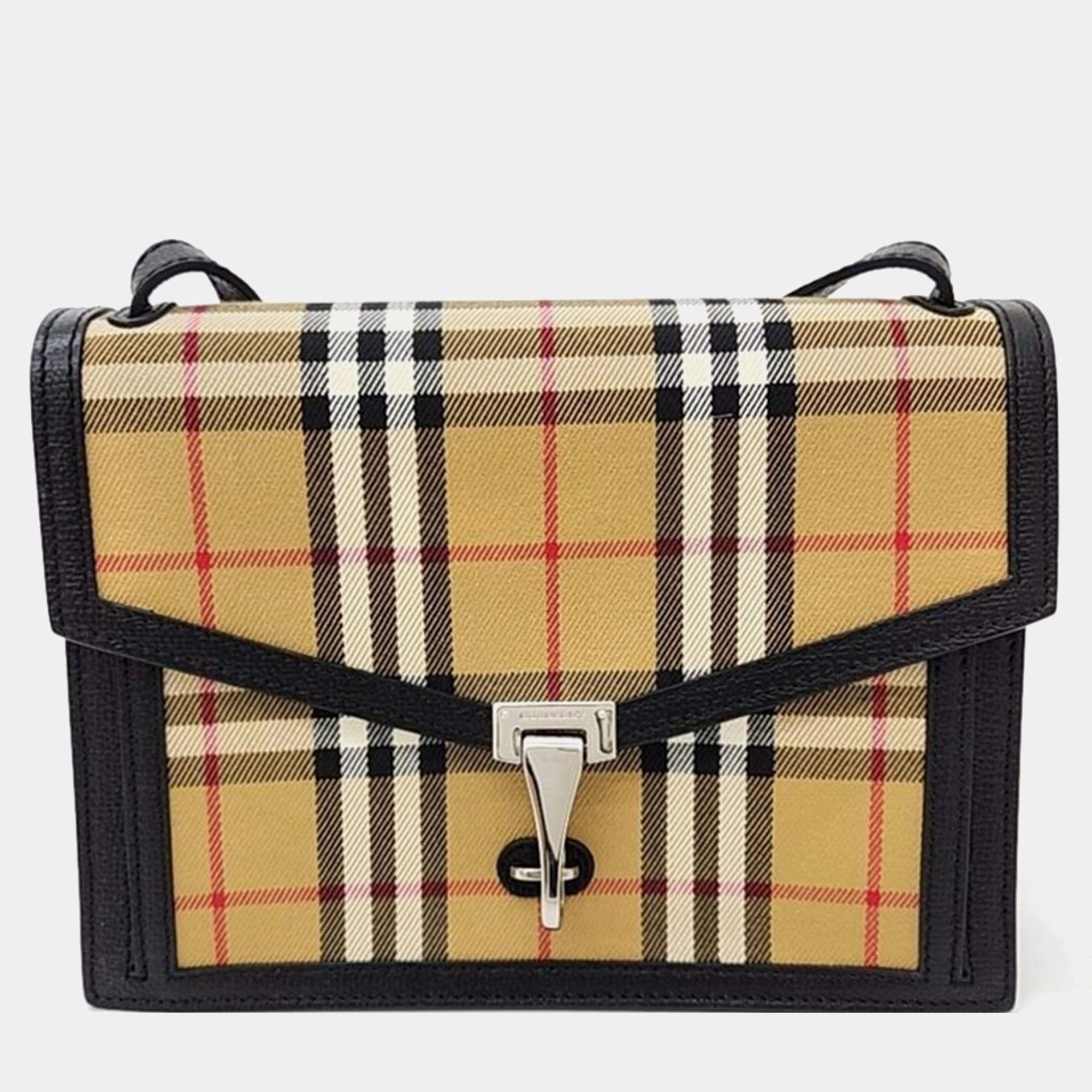 Burberry Vintage Check Canvas and Leather Small Macken Shoulder Bag Burberry TLC