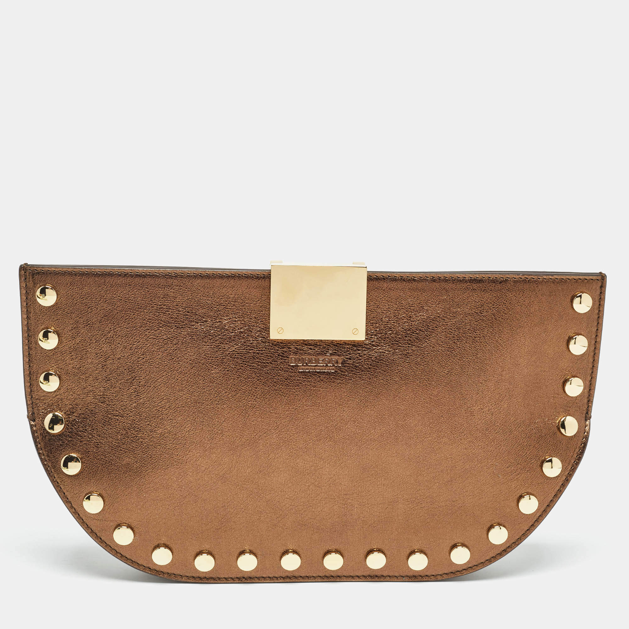 Burberry Bronze Leather Studded Olympia Clutch