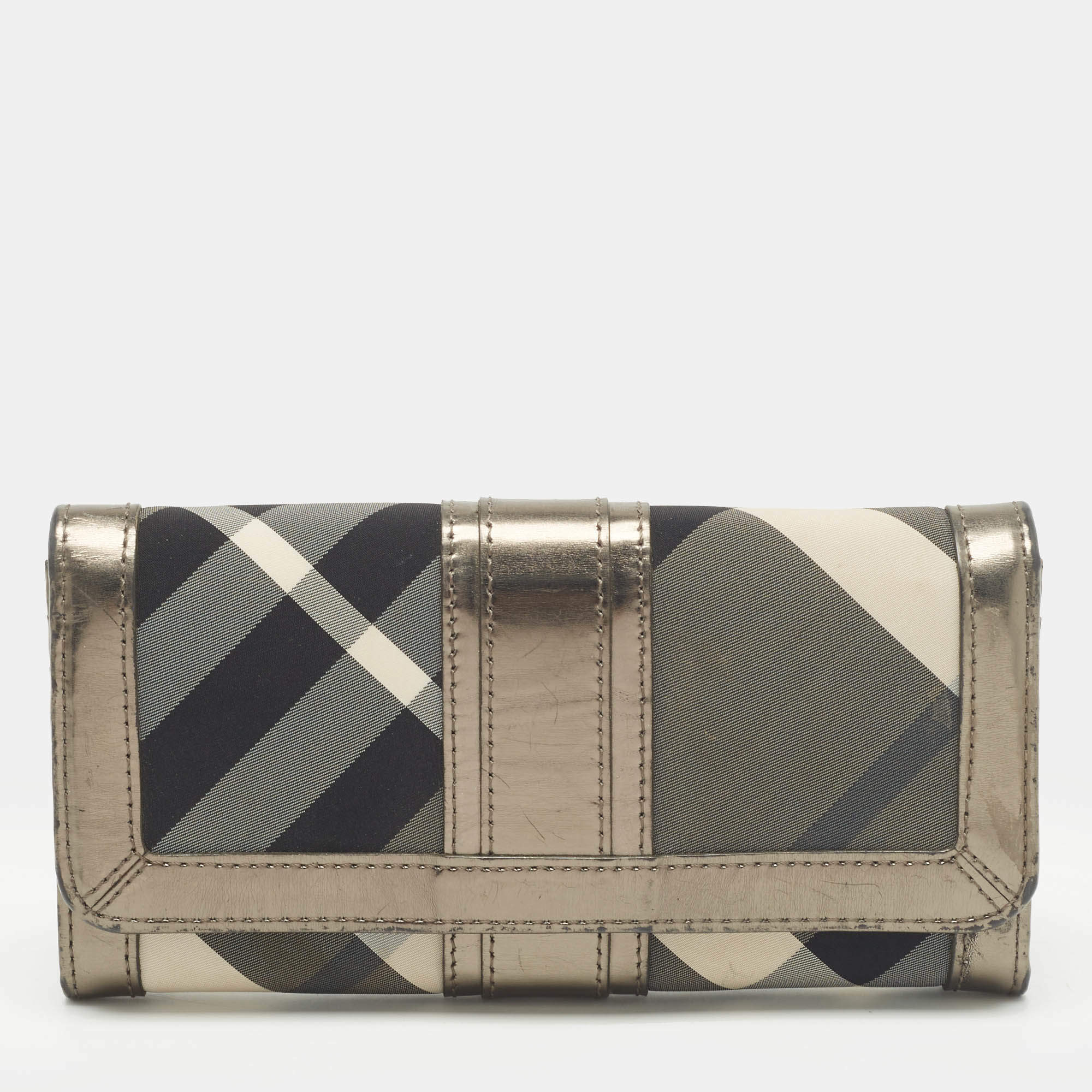 Burberry Metallic Nova check Nylon and Leather Penrose Continental Wallet