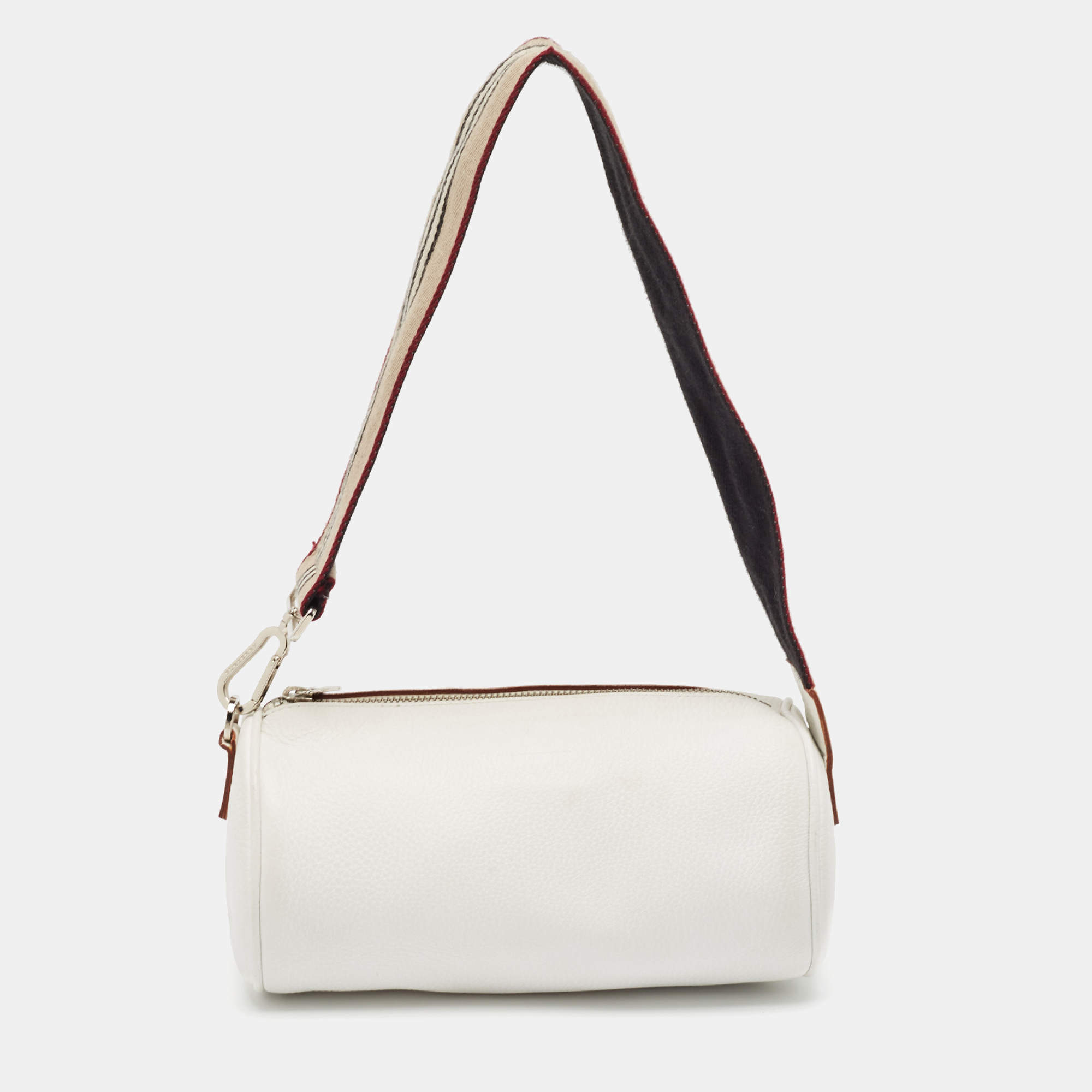 Burberry White Leather Cylinder Shoulder Bag