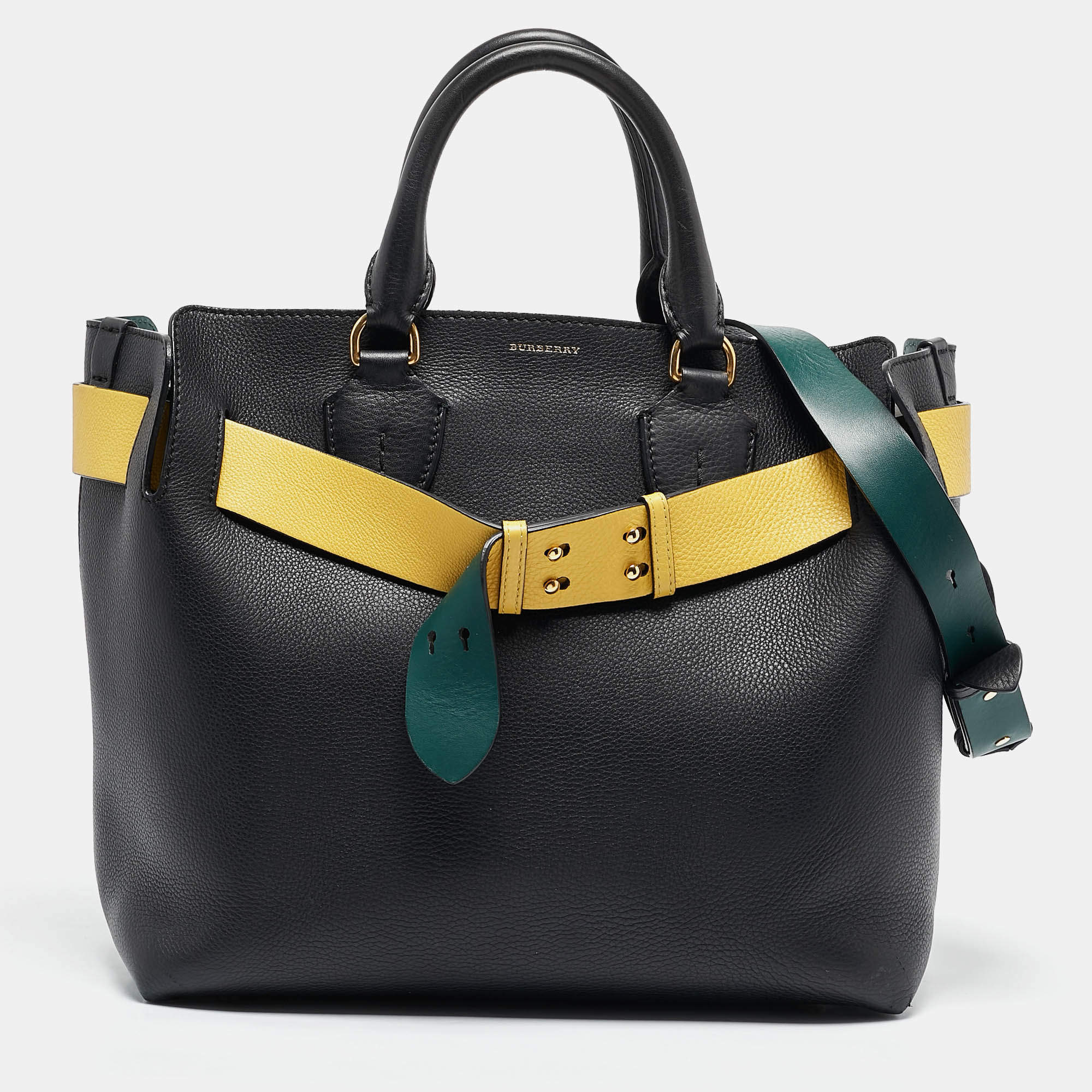 Burberry Black/Yellow Leather Medium Belt Tote