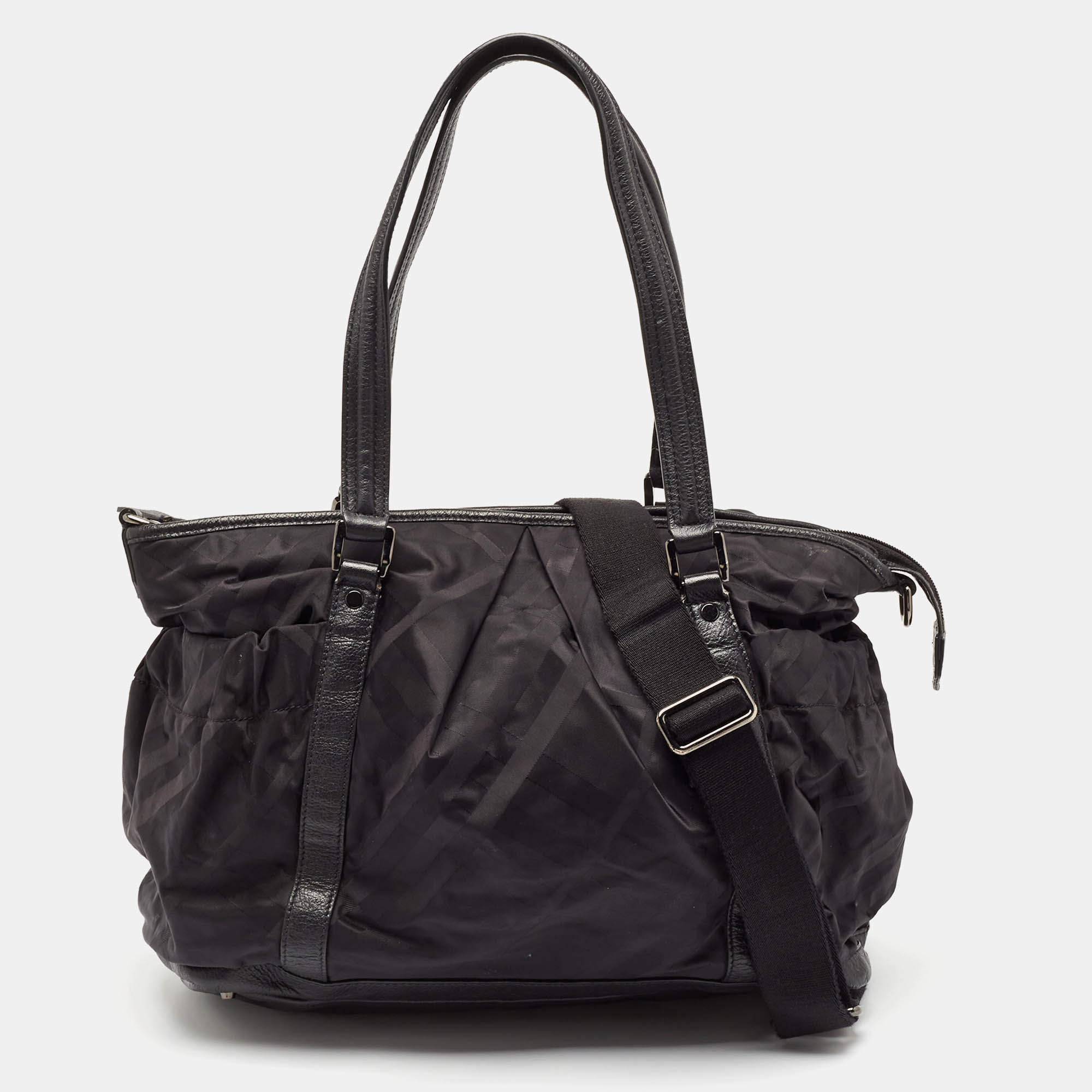 Burberry Black Super Nova Check Nylon Diaper Bag