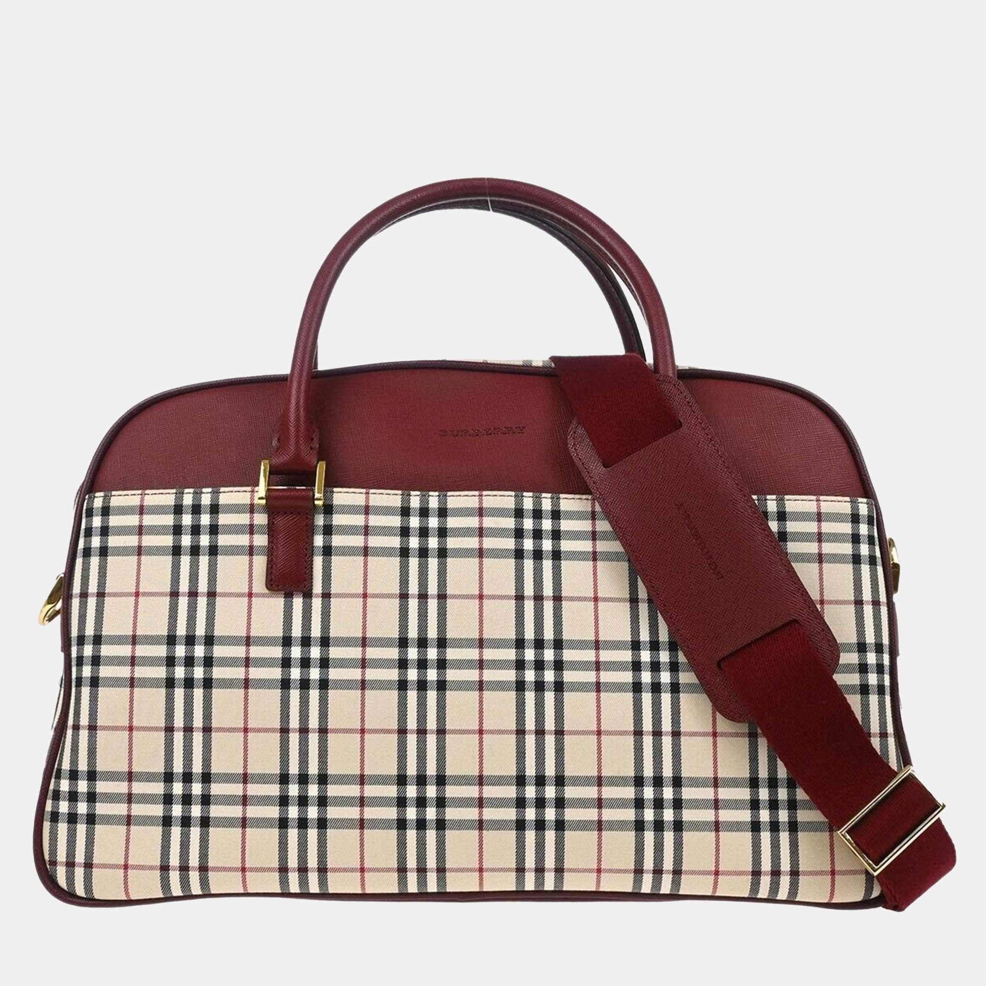 Burberry Beige Bordeaux Check Handbag