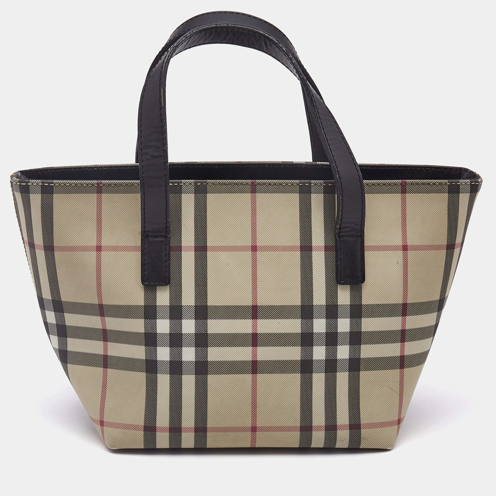 Burberry Black/Beige House Check PVC Mini Tote