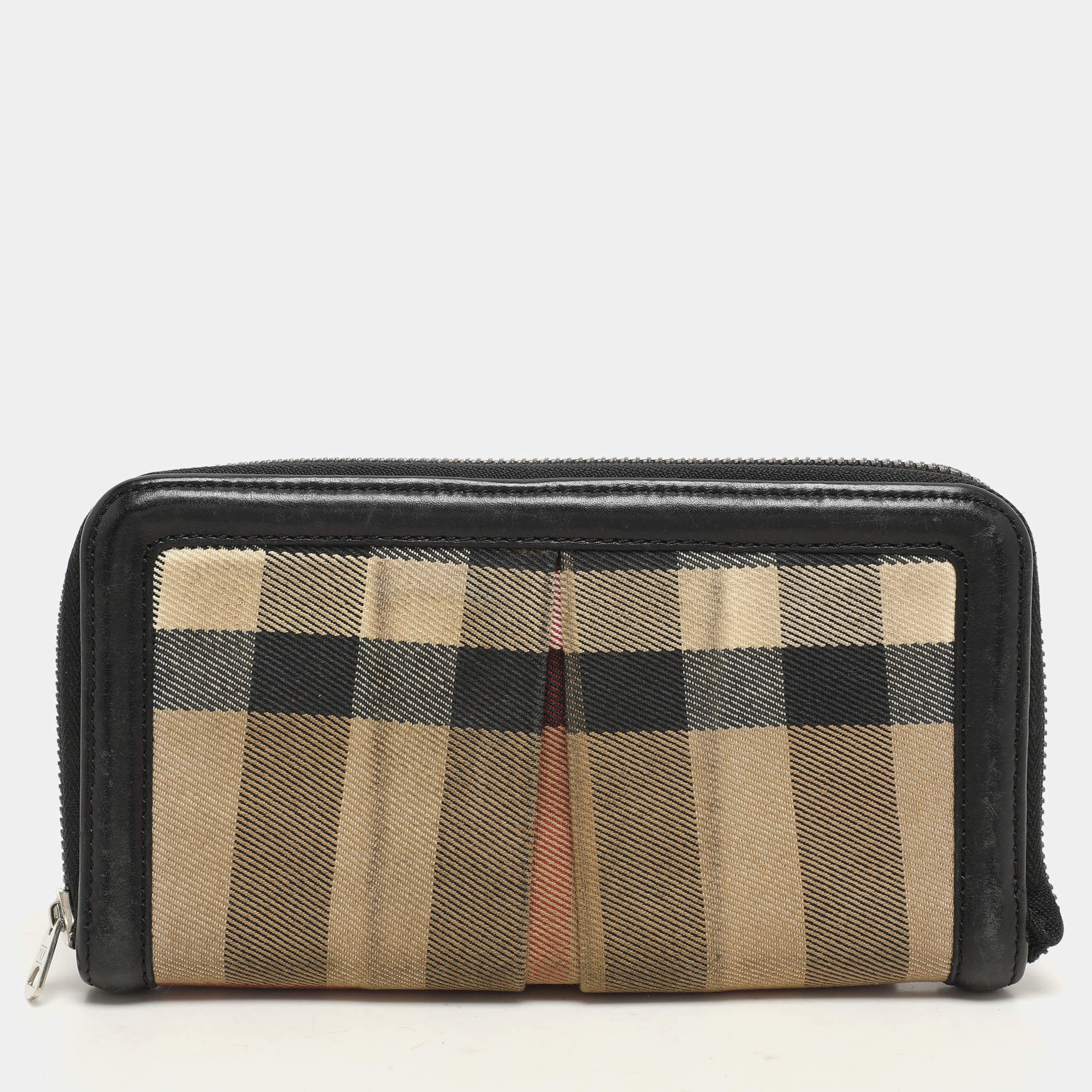 Burberry Beige/Black House Check Canvas and Leather Continental Wallet