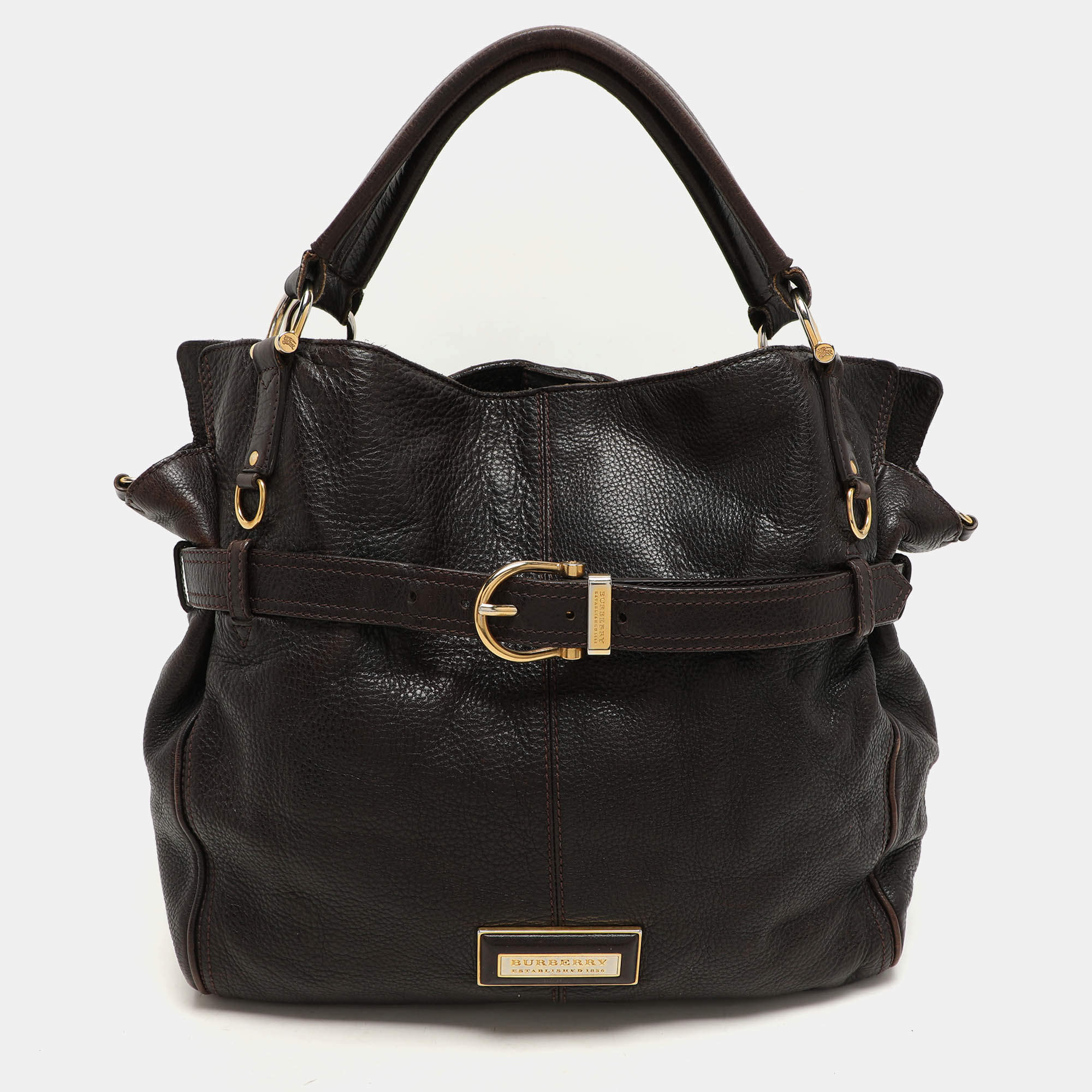 Burberry Brown Leather Belted Hobo