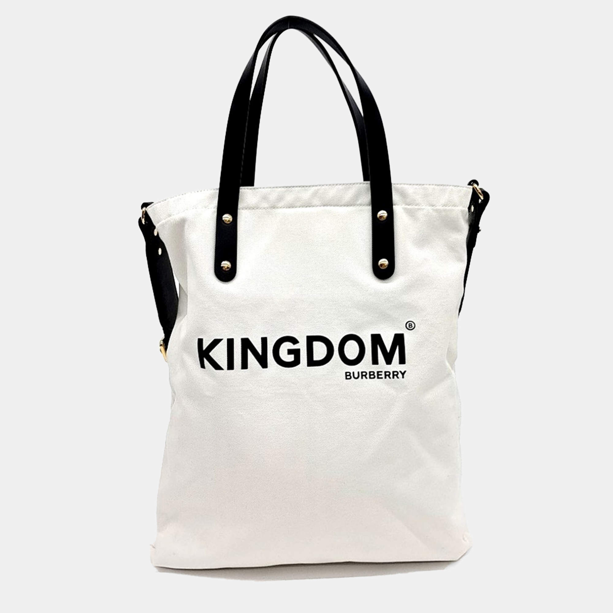 Pre Owned Burberry Cream Fabric tote and shoulder bag