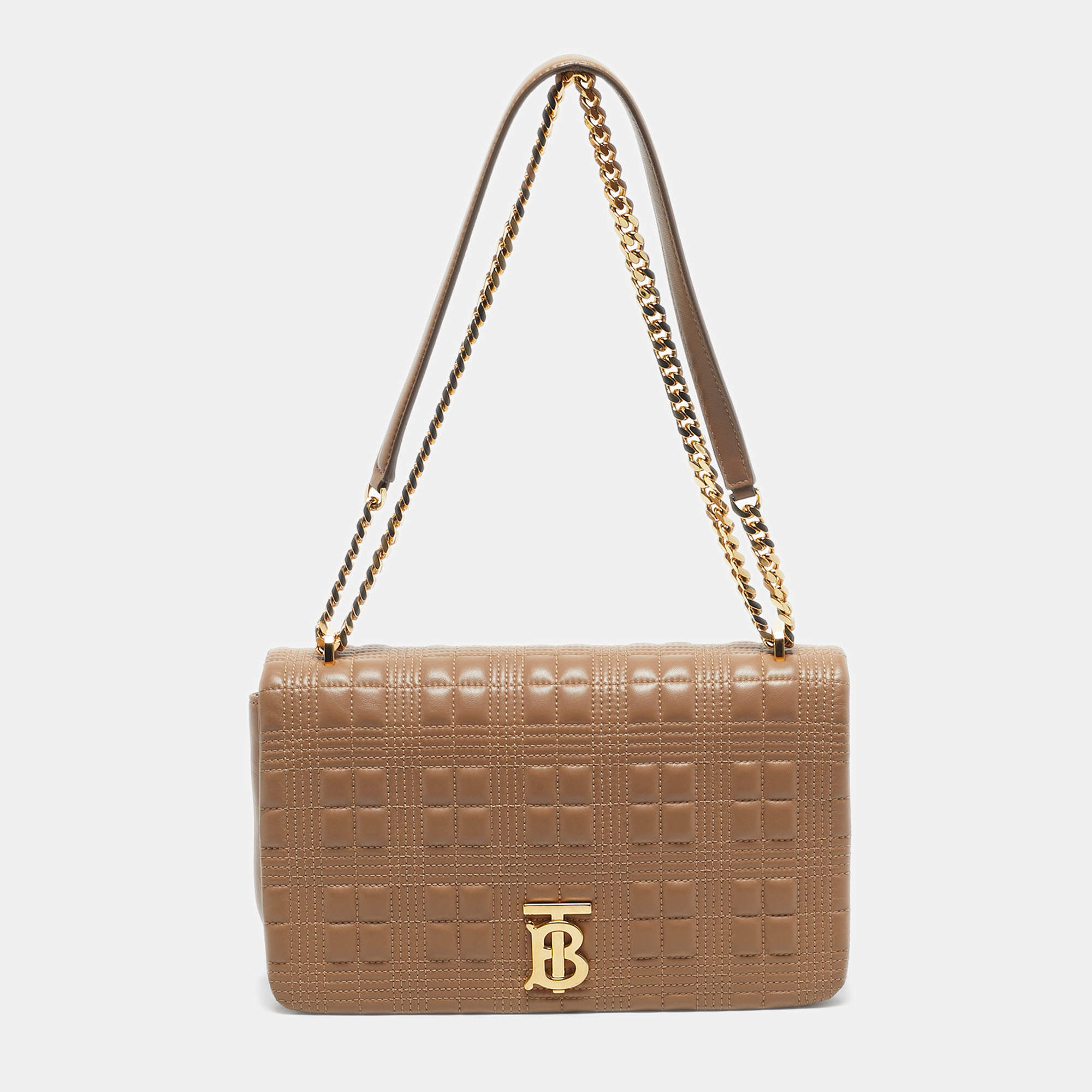 Pre Owned Burberry Beige Quilted Leather Medium Lola Shoulder Bag