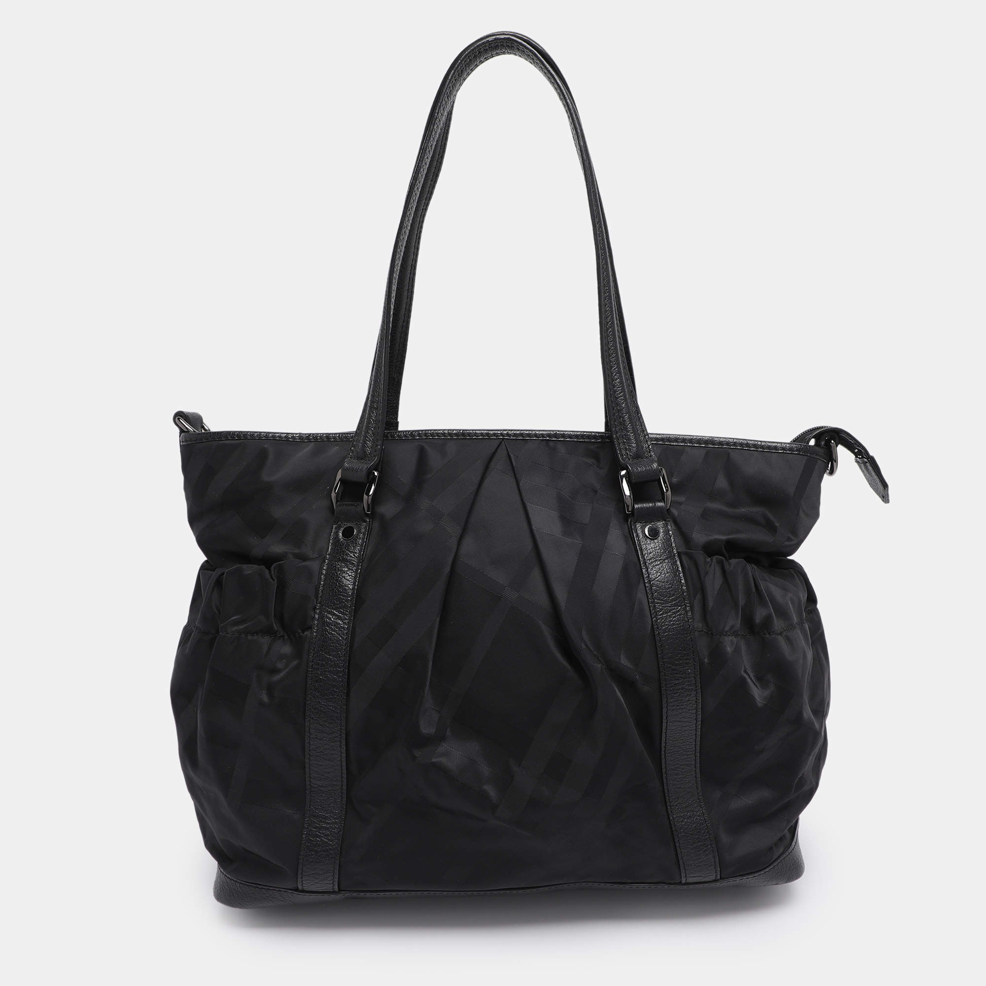 Pre Owned Burberry Black Super Nova Check Nylon Diaper Bag